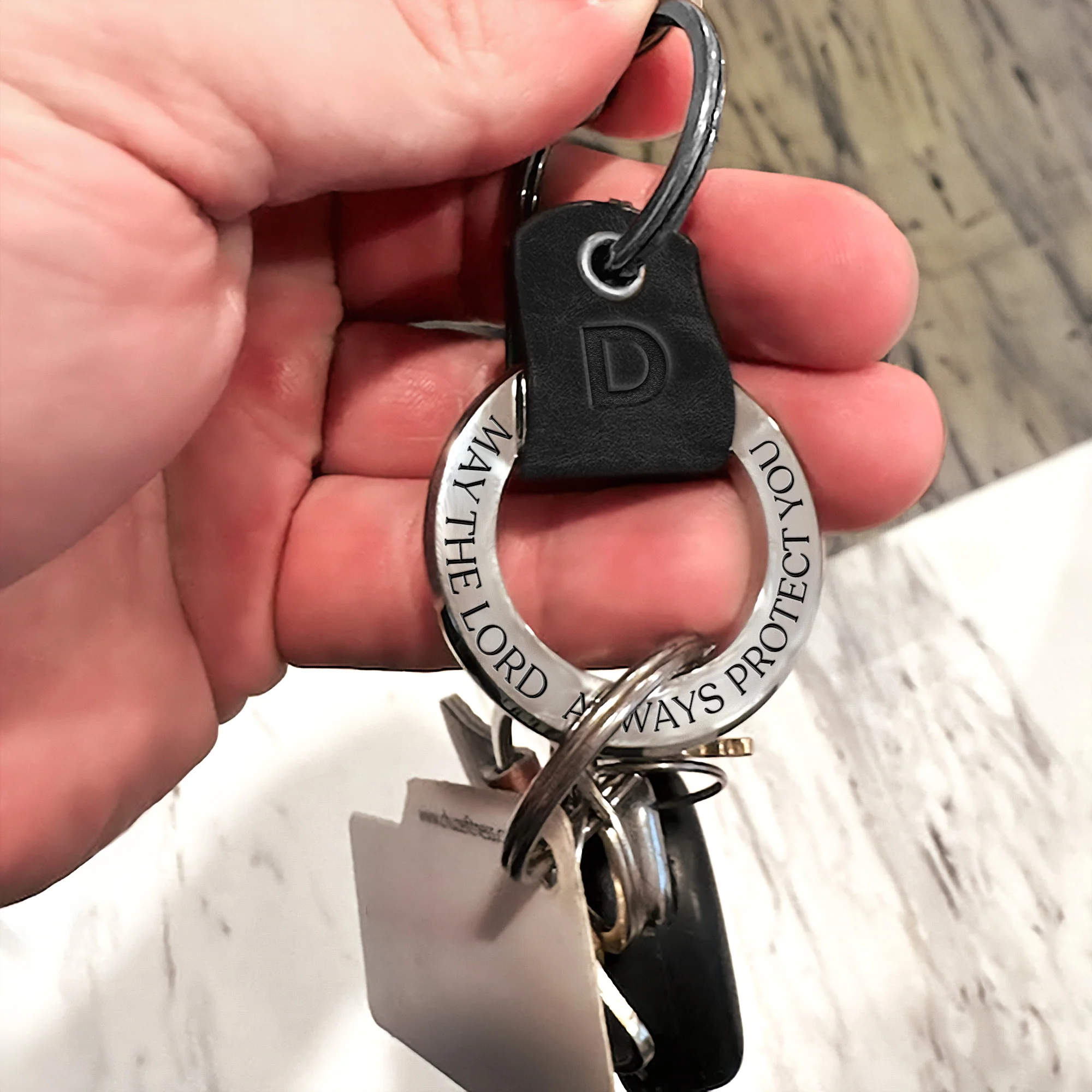 May The Lord Always Protect You - Personalized Coordinates Keychain - Image 3