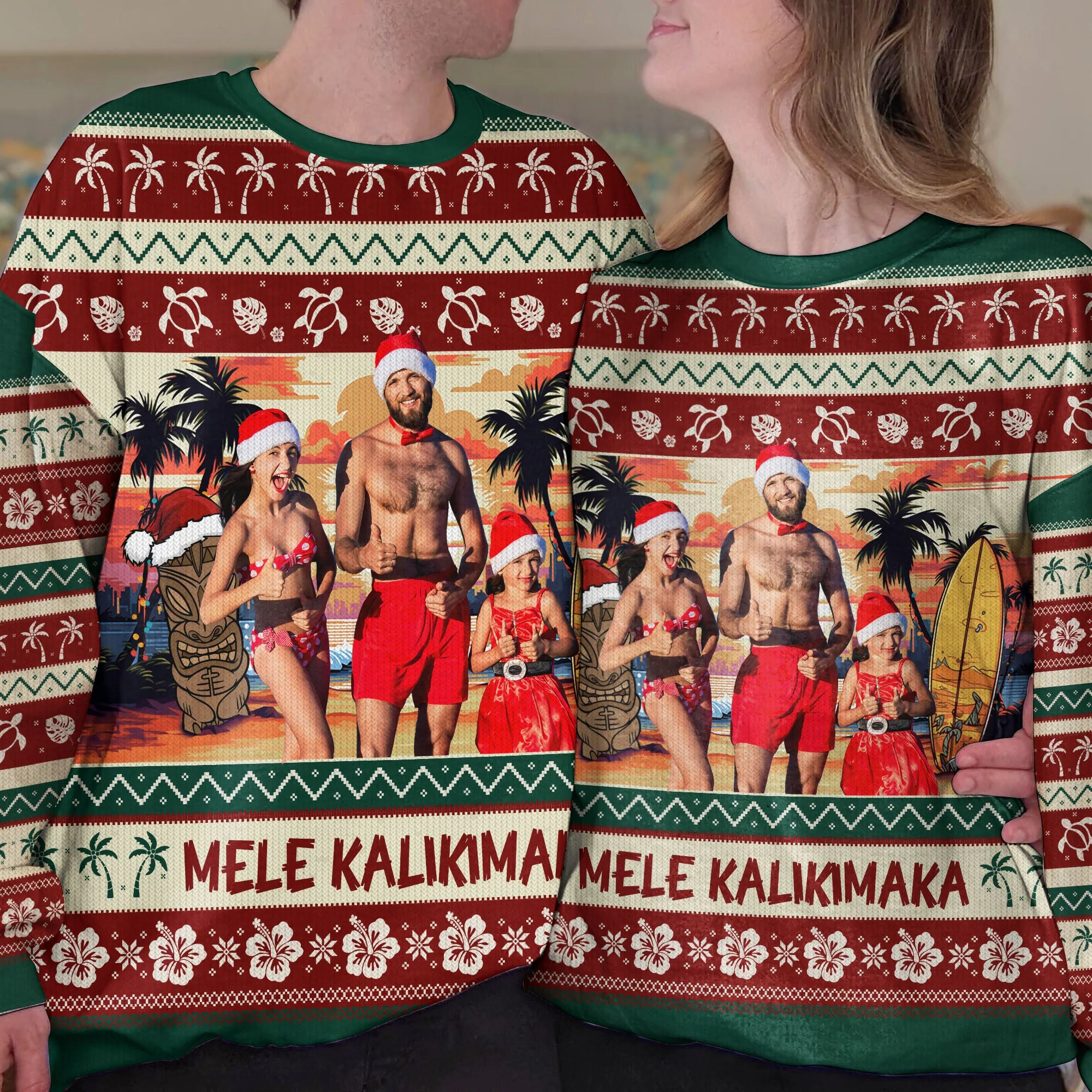 Mele Kalikimaka - Personalized Photo Ugly Sweater - Image 4