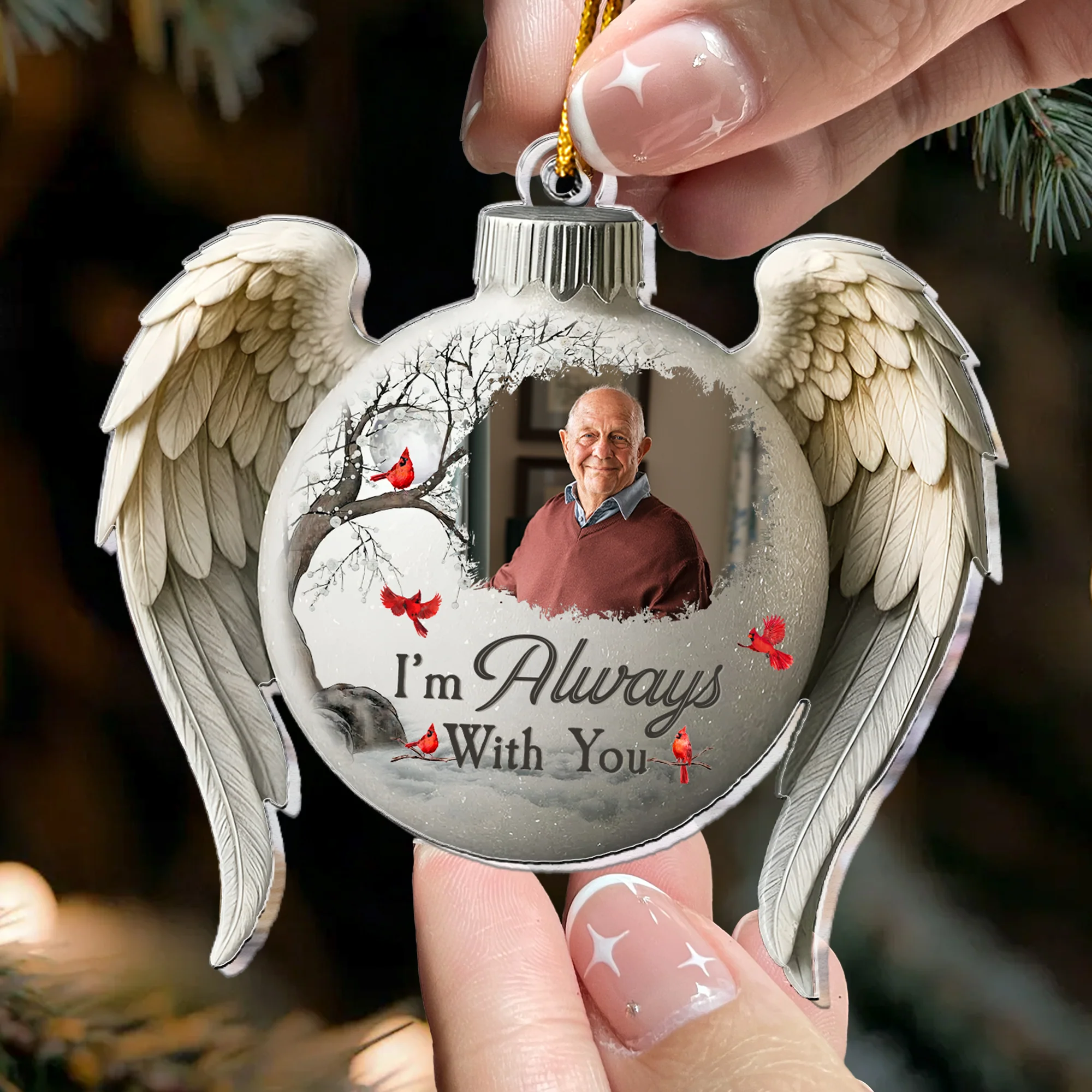 Memorial Christmas Ornament I'm Always With You - Personalized Acrylic Photo Ornament - Image 5