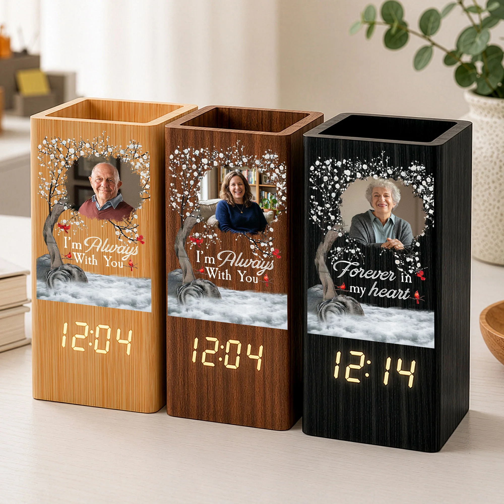 Memorial Gift I'm Always With You - Personalized Pen Holder With Clock