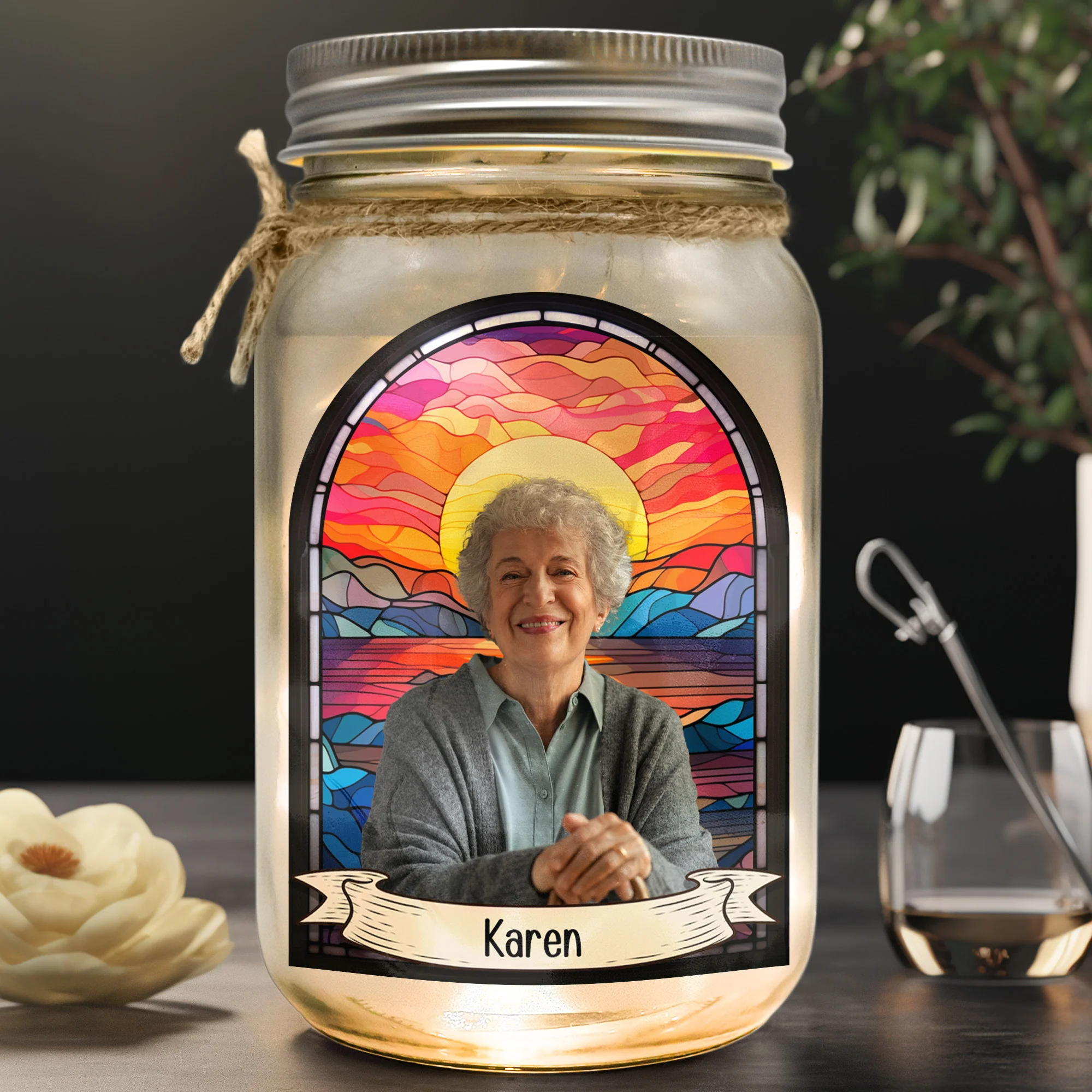 Memorial Gift I'm Always With You - Personalized Photo Mason Jar Light - Image 2