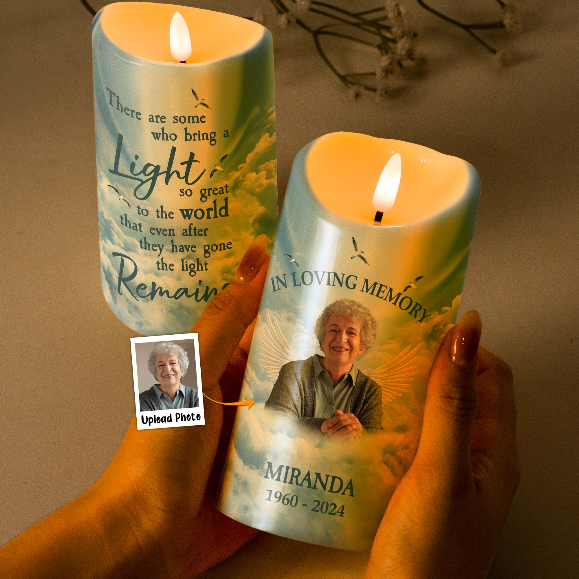 Memorial Led Candle Light Remains Forever - Personalized Photo LED Candle - Image 2