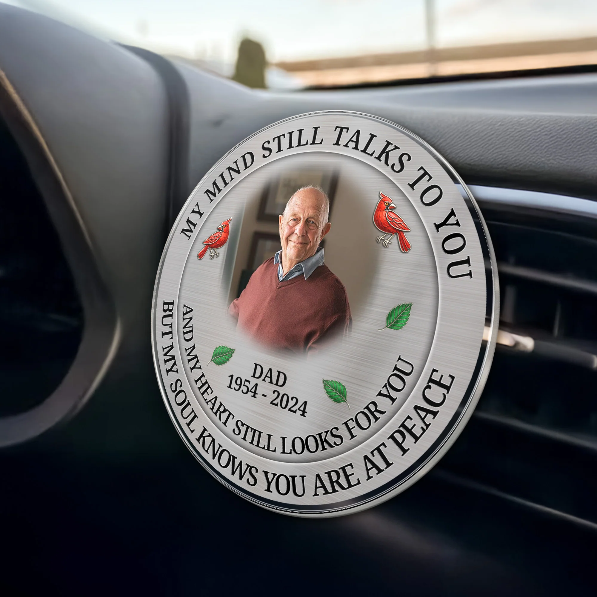 Memorial My Mind Still Talks To You - Personalized Photo Acrylic Car Vent Clip - Image 4