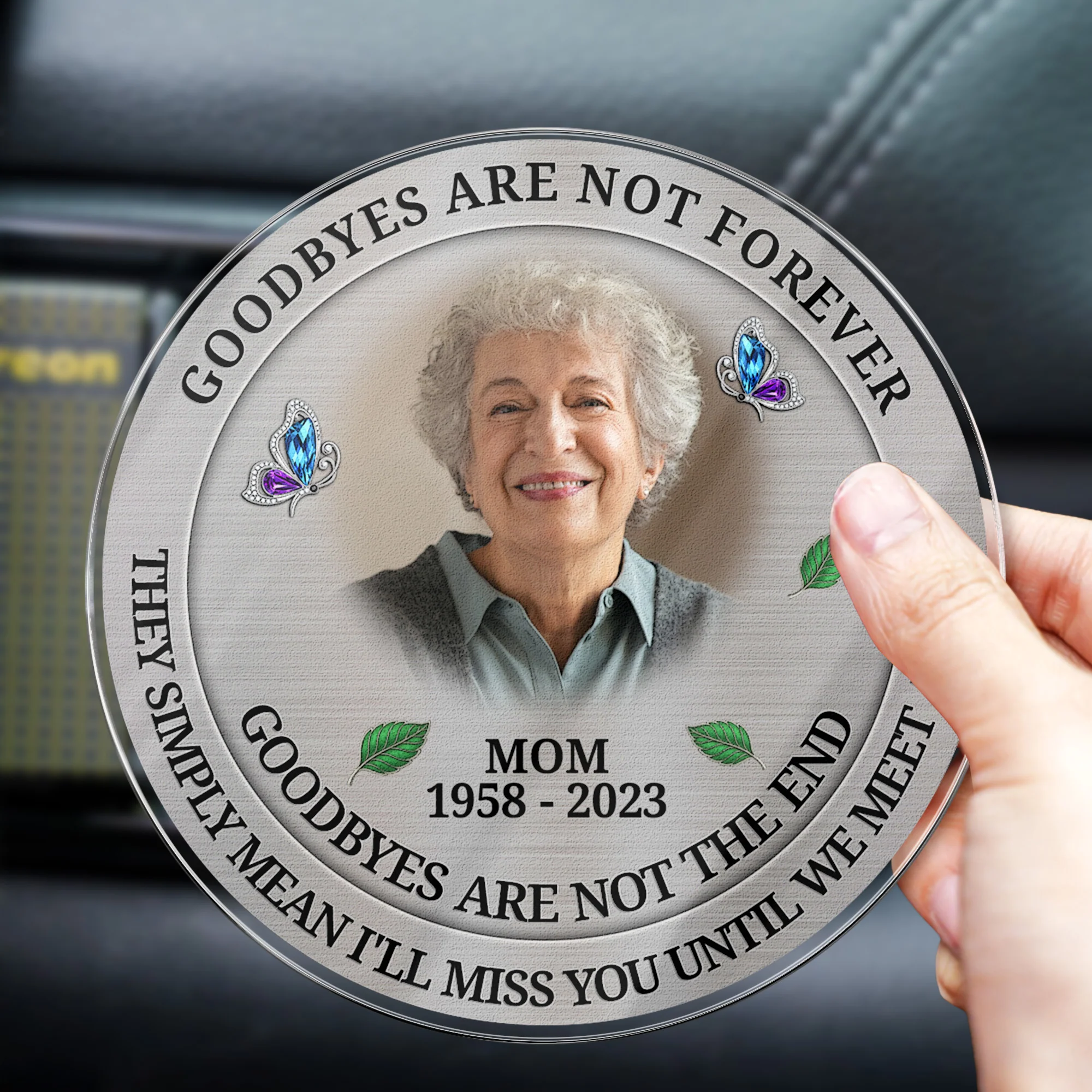 Memorial My Mind Still Talks To You - Personalized Photo Acrylic Car Vent Clip - Image 5