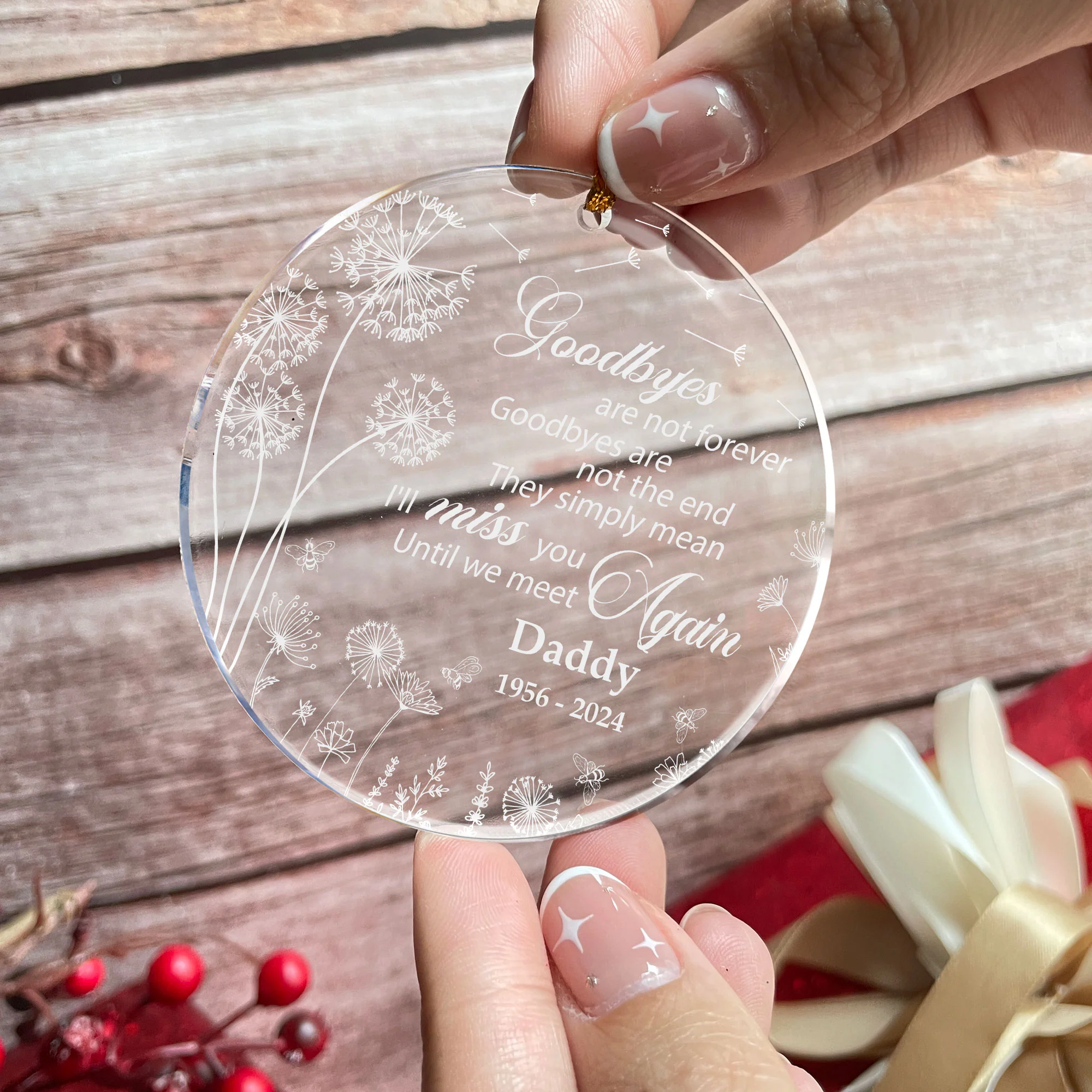 Memorial Ornament Goodbyes Are Not Forever - Personalized Acrylic Ornament - Image 3