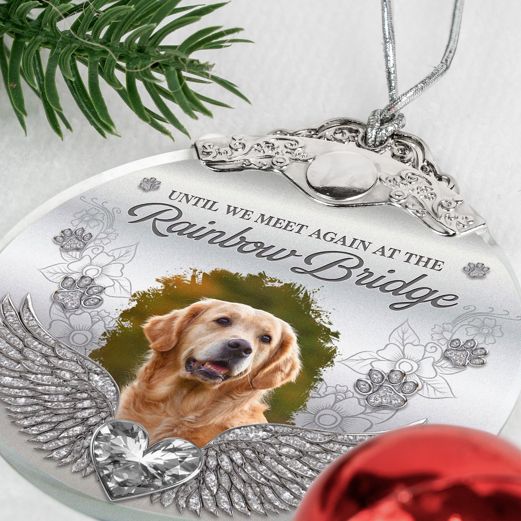 Memorial Pet In Heaven - Personalized Glass Photo Ornament With Silver Cap - Image 5