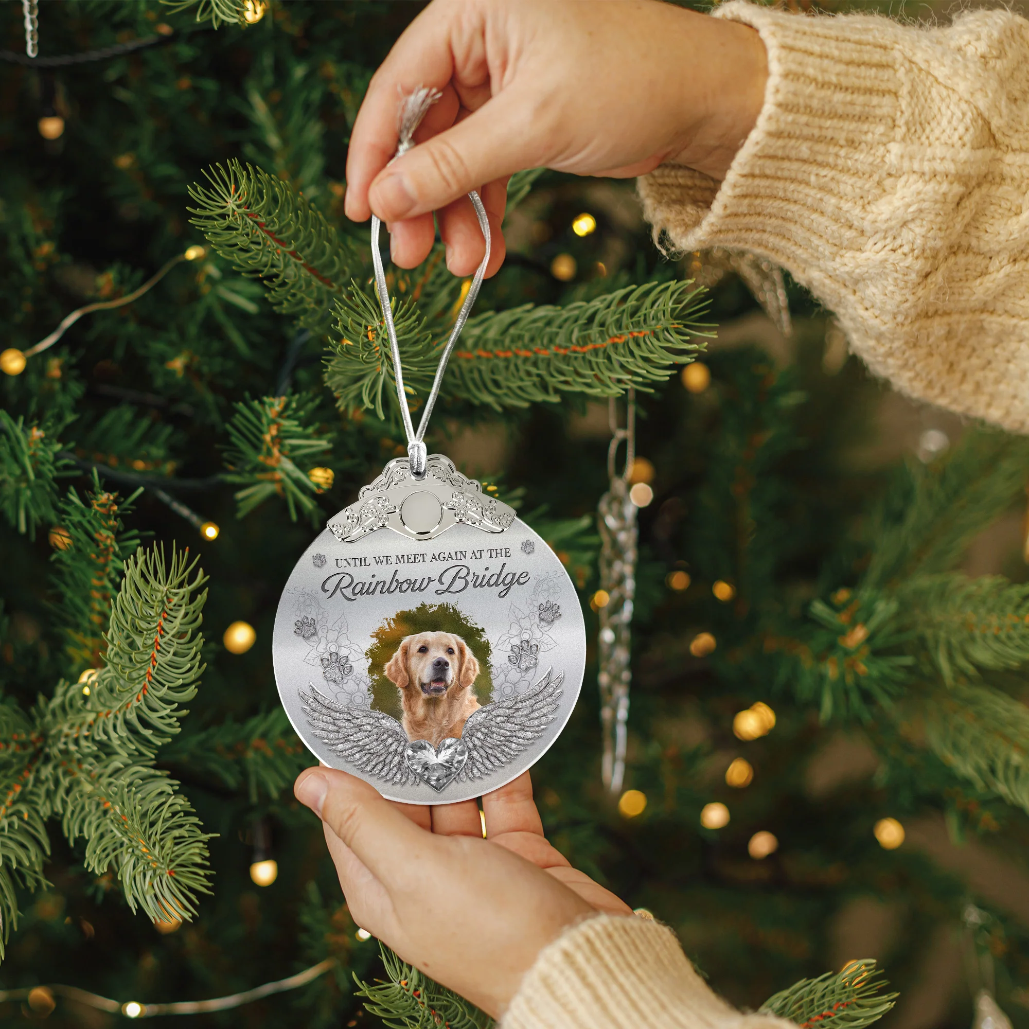 Memorial Pet In Heaven - Personalized Glass Photo Ornament With Silver Cap - Image 6