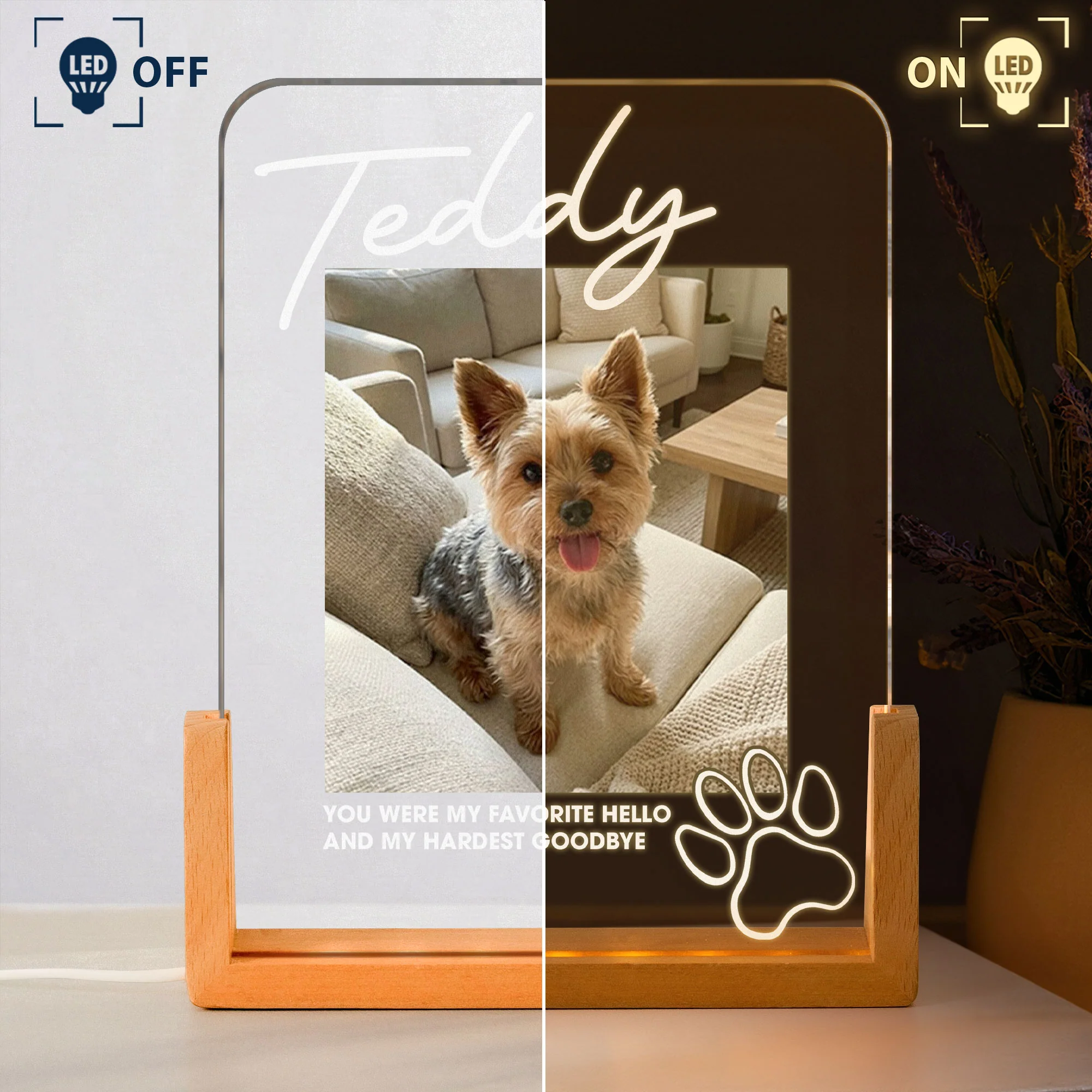 Memorial Pet My Favorite Hello & Hardest Goodbye - Personalized Night Light - Image 4