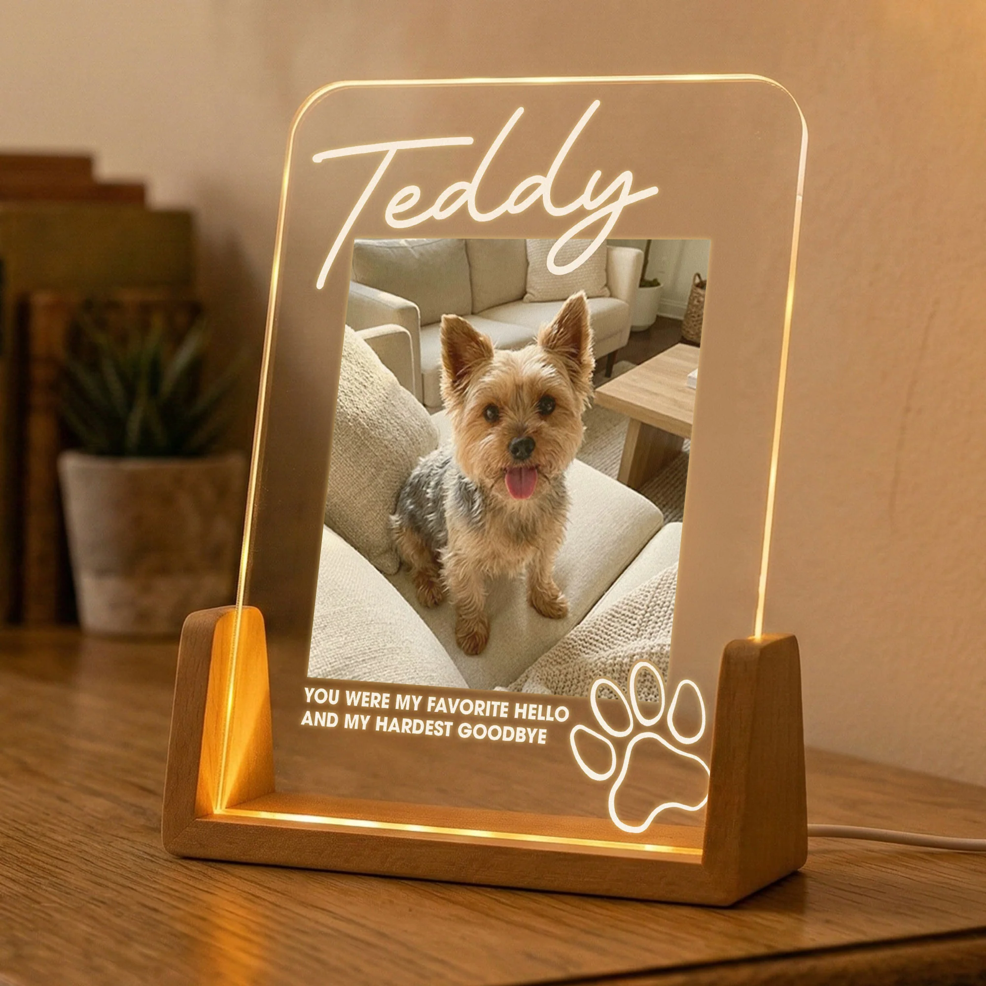 Memorial Pet My Favorite Hello & Hardest Goodbye - Personalized Night Light - Image 5