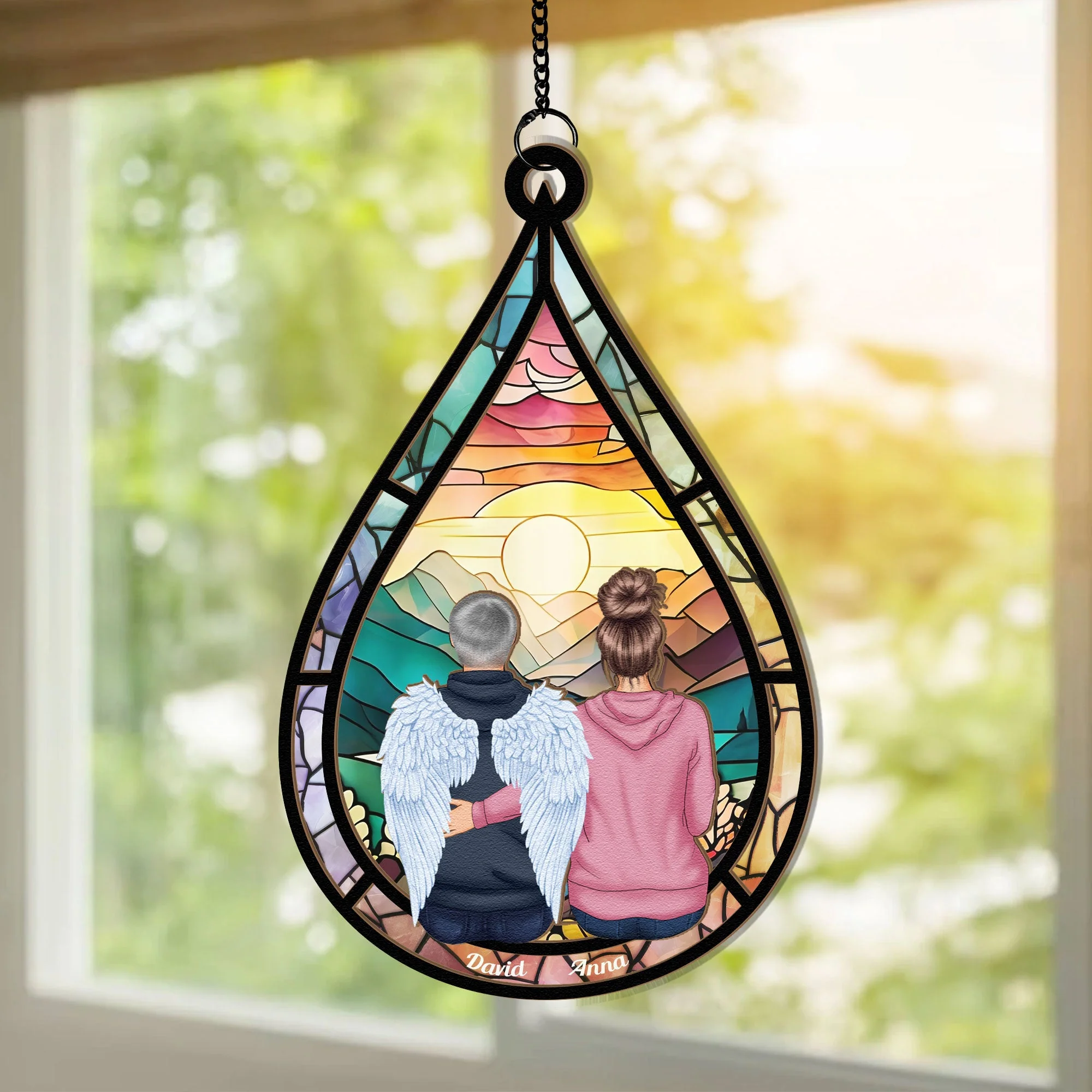 Memorial Teardrop Gift - Personalized Window Hanging Suncatcher Ornament - Image 2
