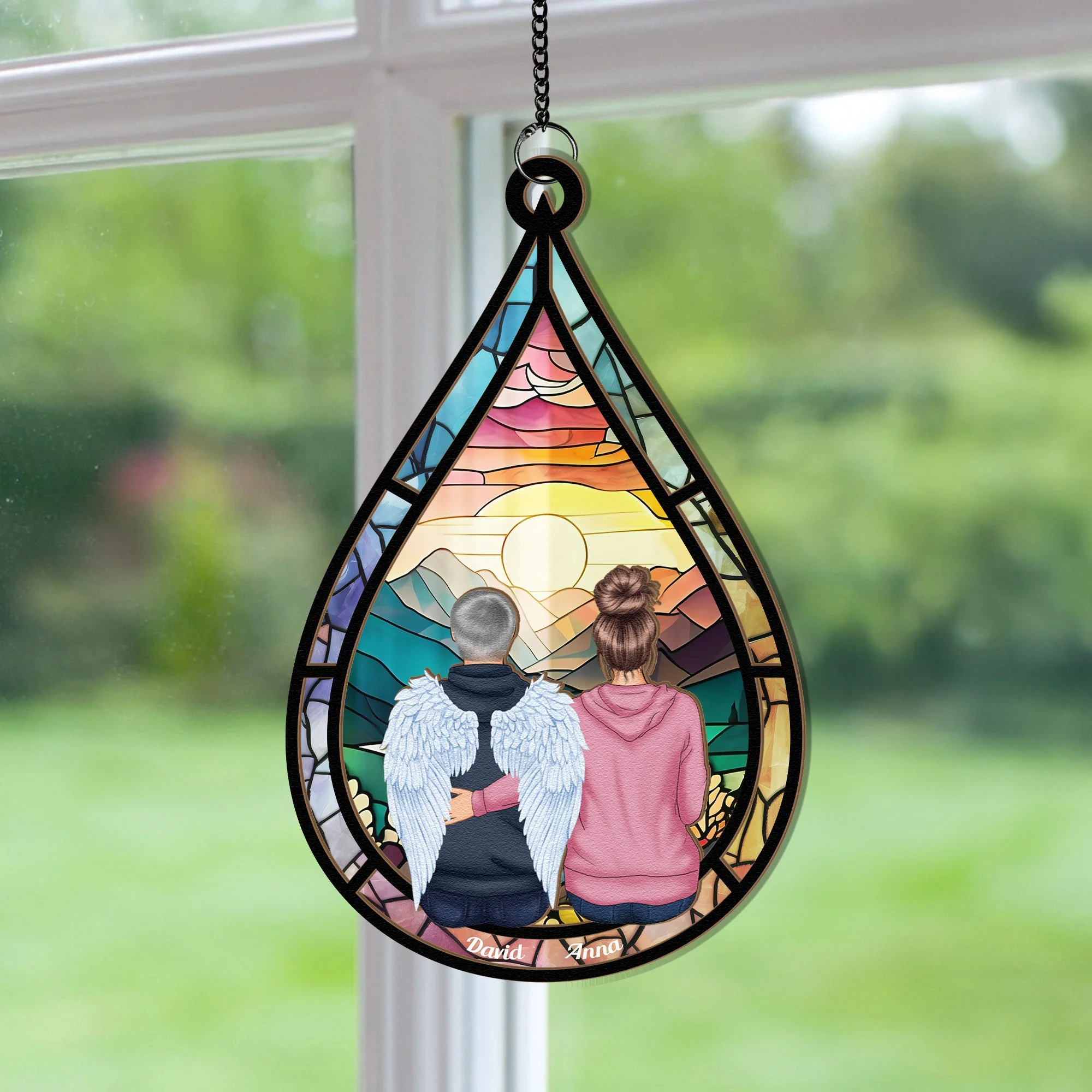 Memorial Teardrop Gift - Personalized Window Hanging Suncatcher Ornament - Image 3