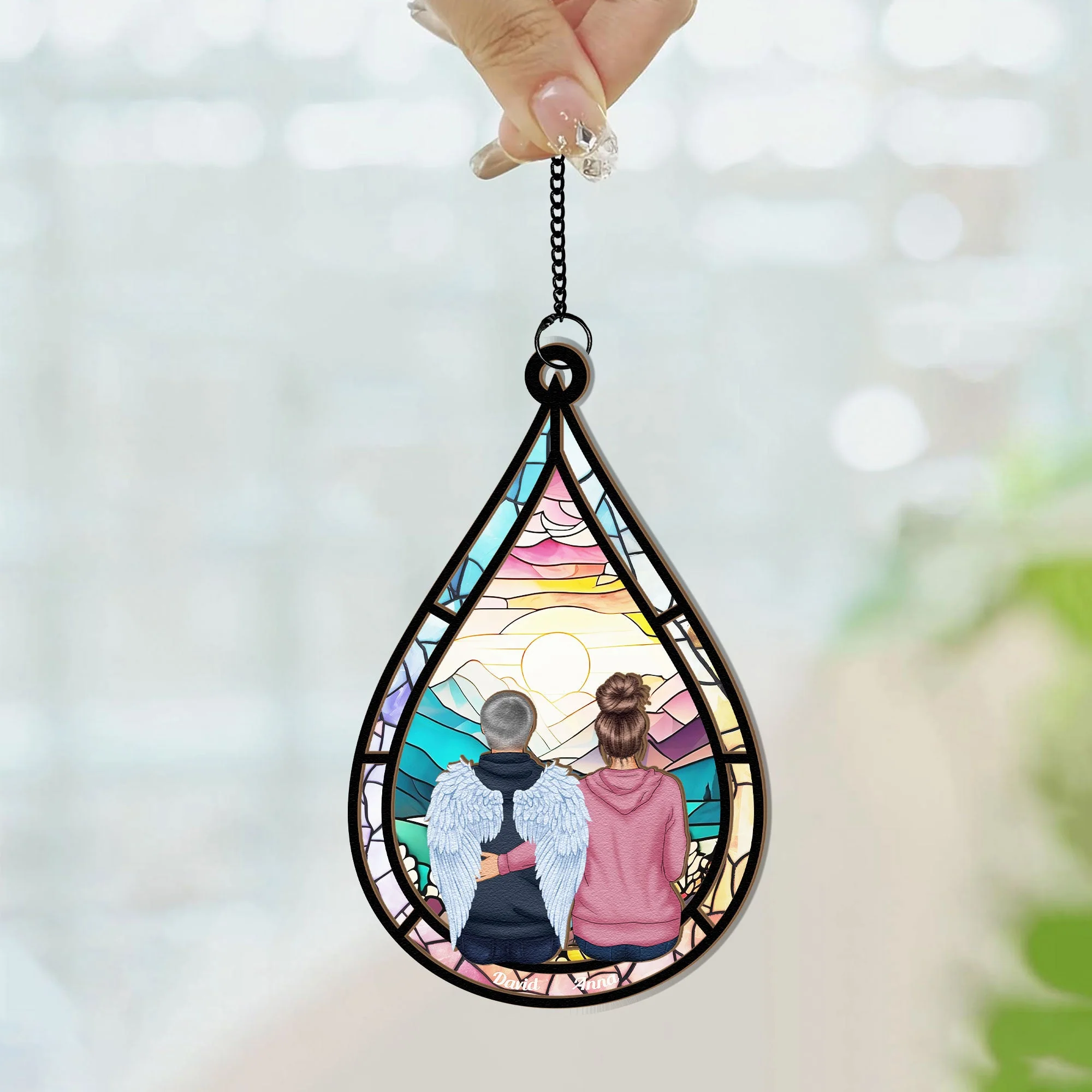 Memorial Teardrop Gift - Personalized Window Hanging Suncatcher Ornament - Image 4