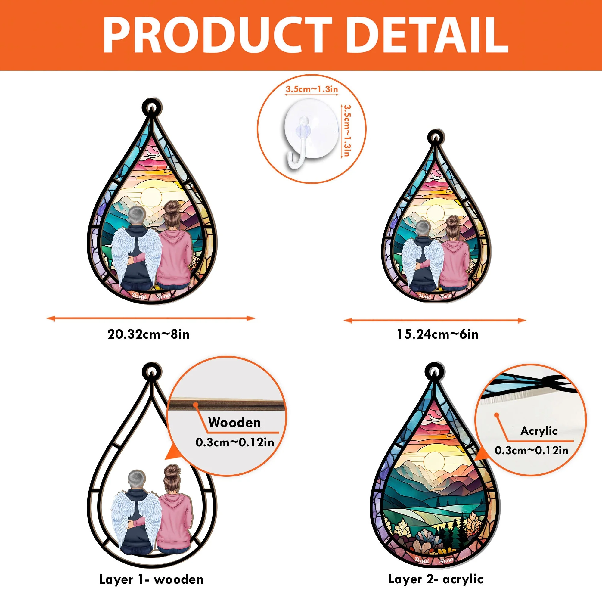 Memorial Teardrop Gift - Personalized Window Hanging Suncatcher Ornament - Image 5