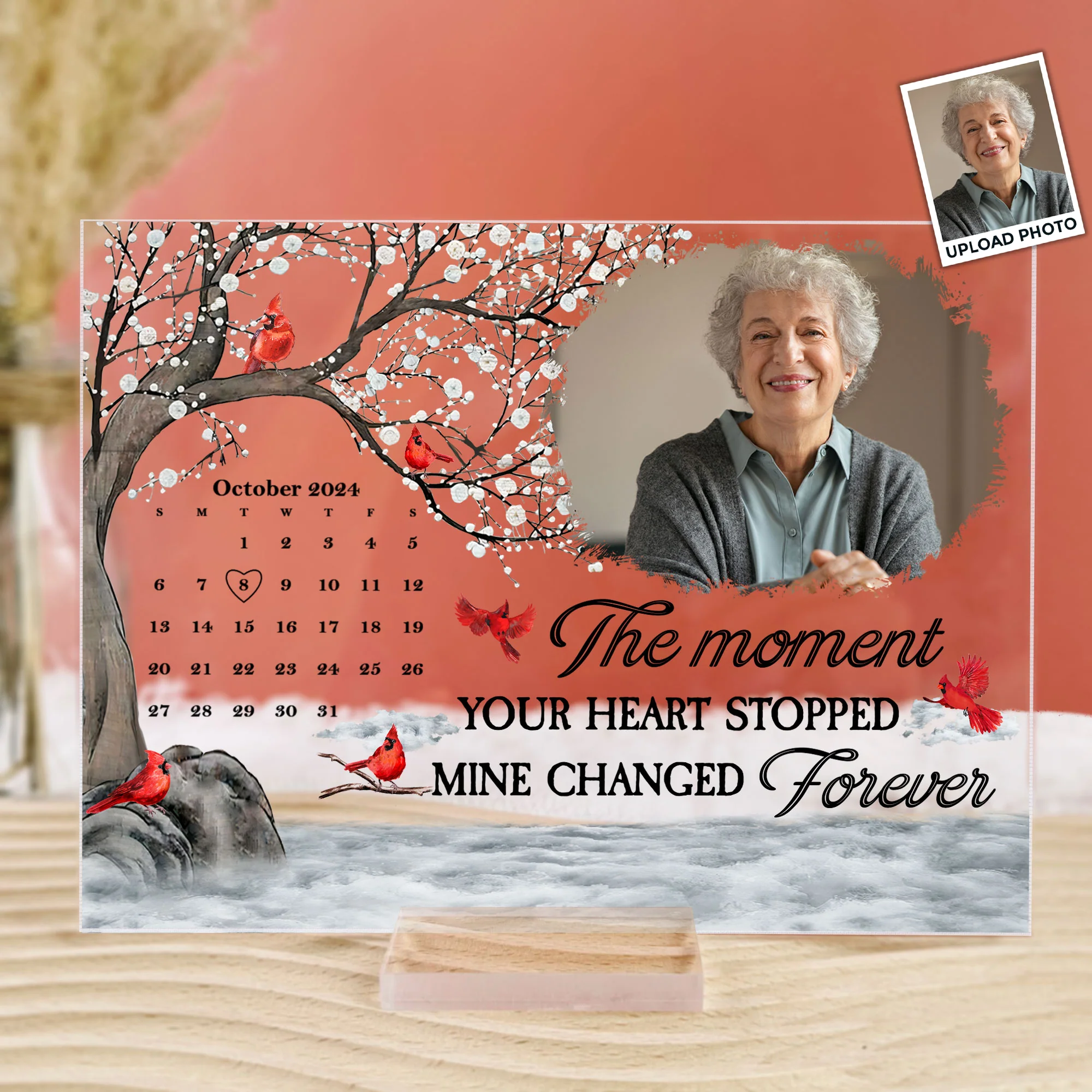 Memorial The Moment Your Heart Stopped - Personalized Acrylic Photo Plaque - Image 4