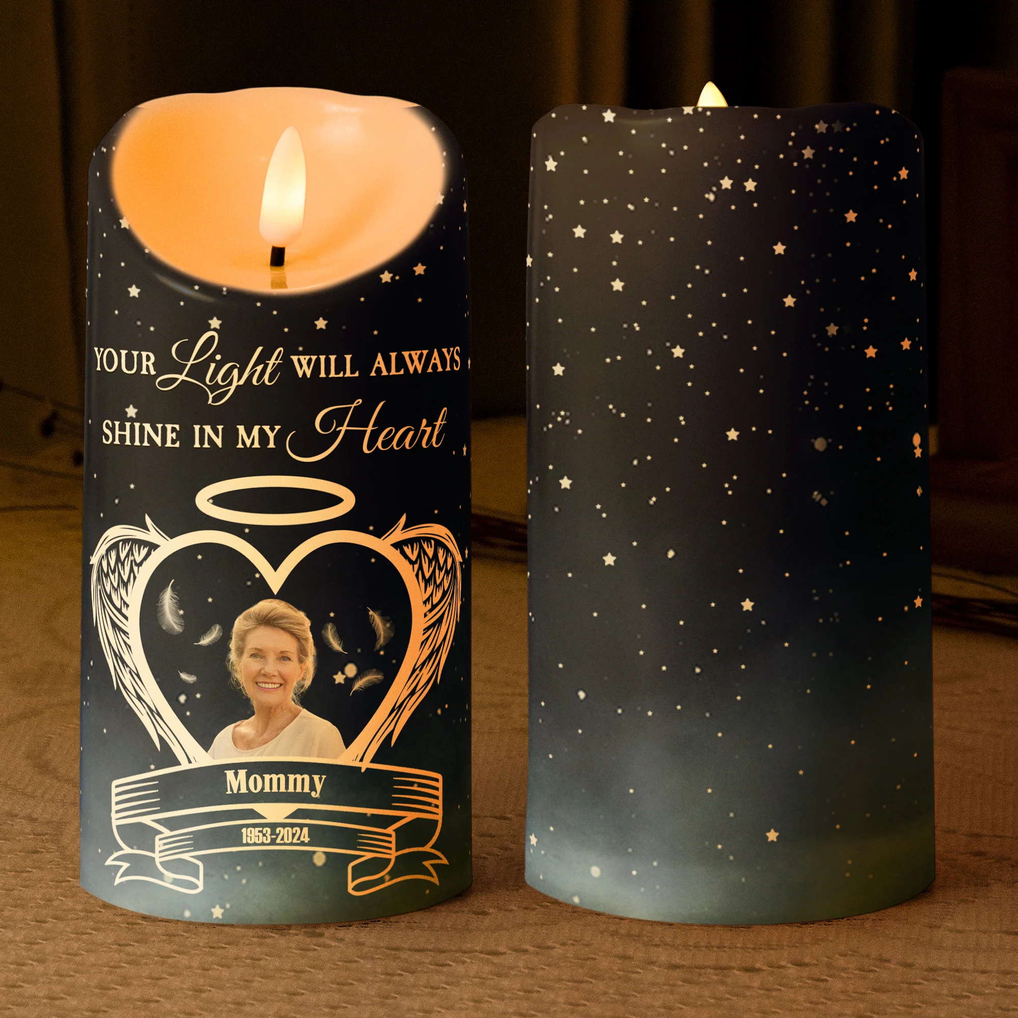 Memorial Your Light Will Always Shine In My Heart - Personalized Photo LED Candle - Image 2