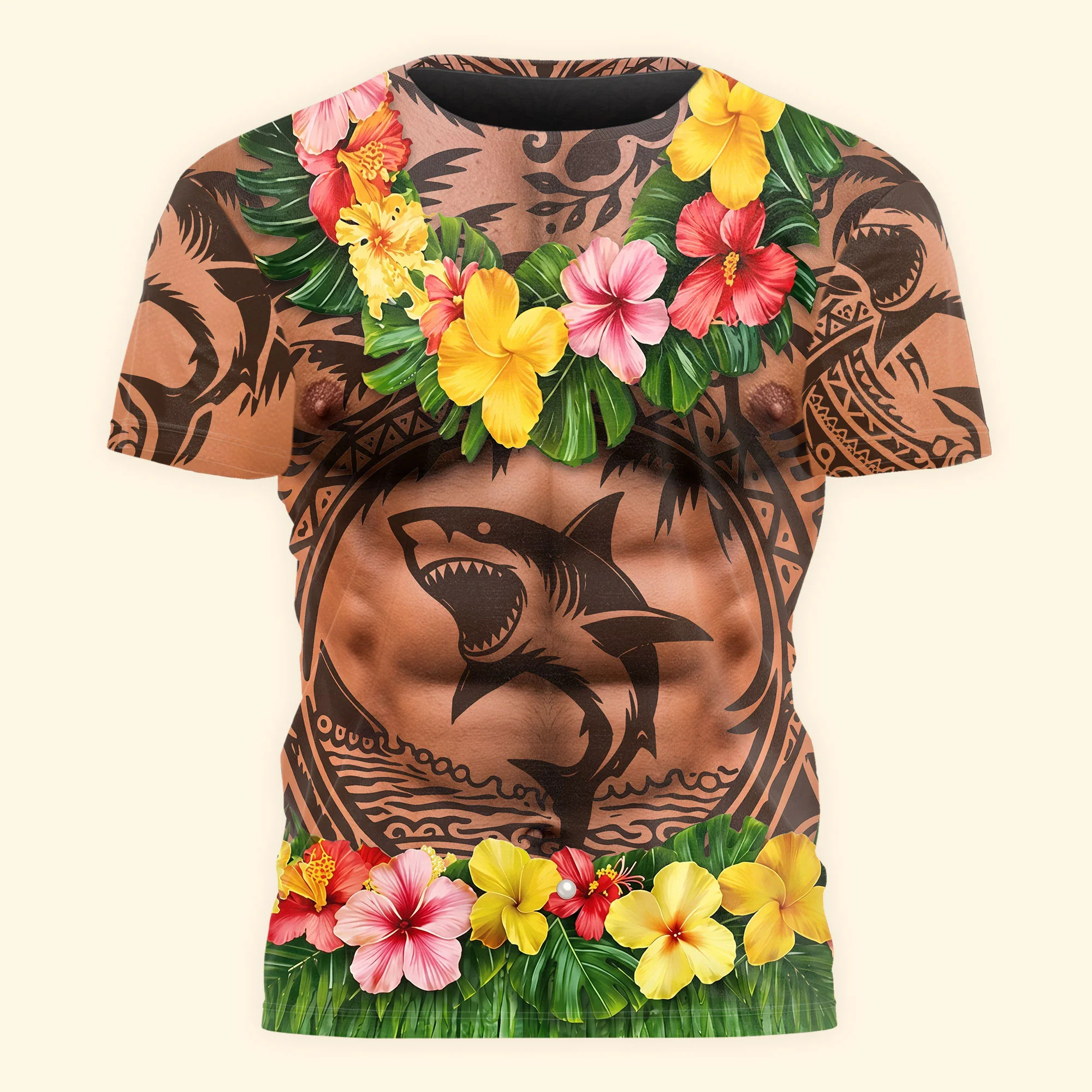 Men’s Funny 3D Aloha Hawaiian, Summer Bachelor Party Costume, Adult Humor Halloween Cosplay - Personalized Shirt - Image 6