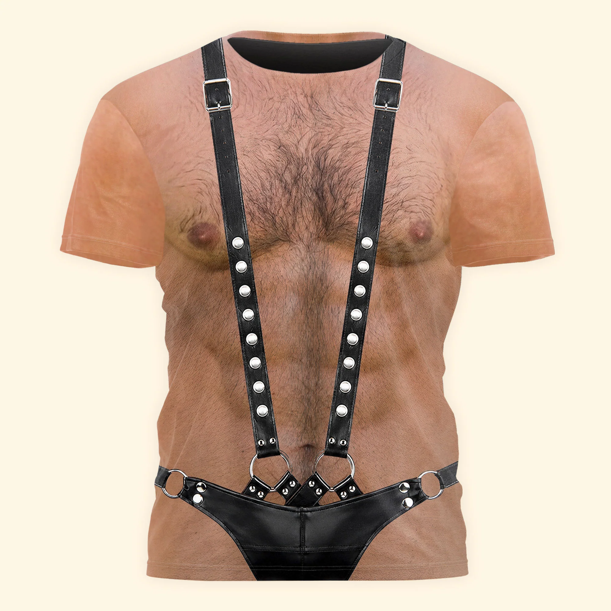 Men’s Funny 3D Hairy Chest, Bachelor Party Costume, Adult Humor Halloween Cosplay - Personalized Shirt - Image 3