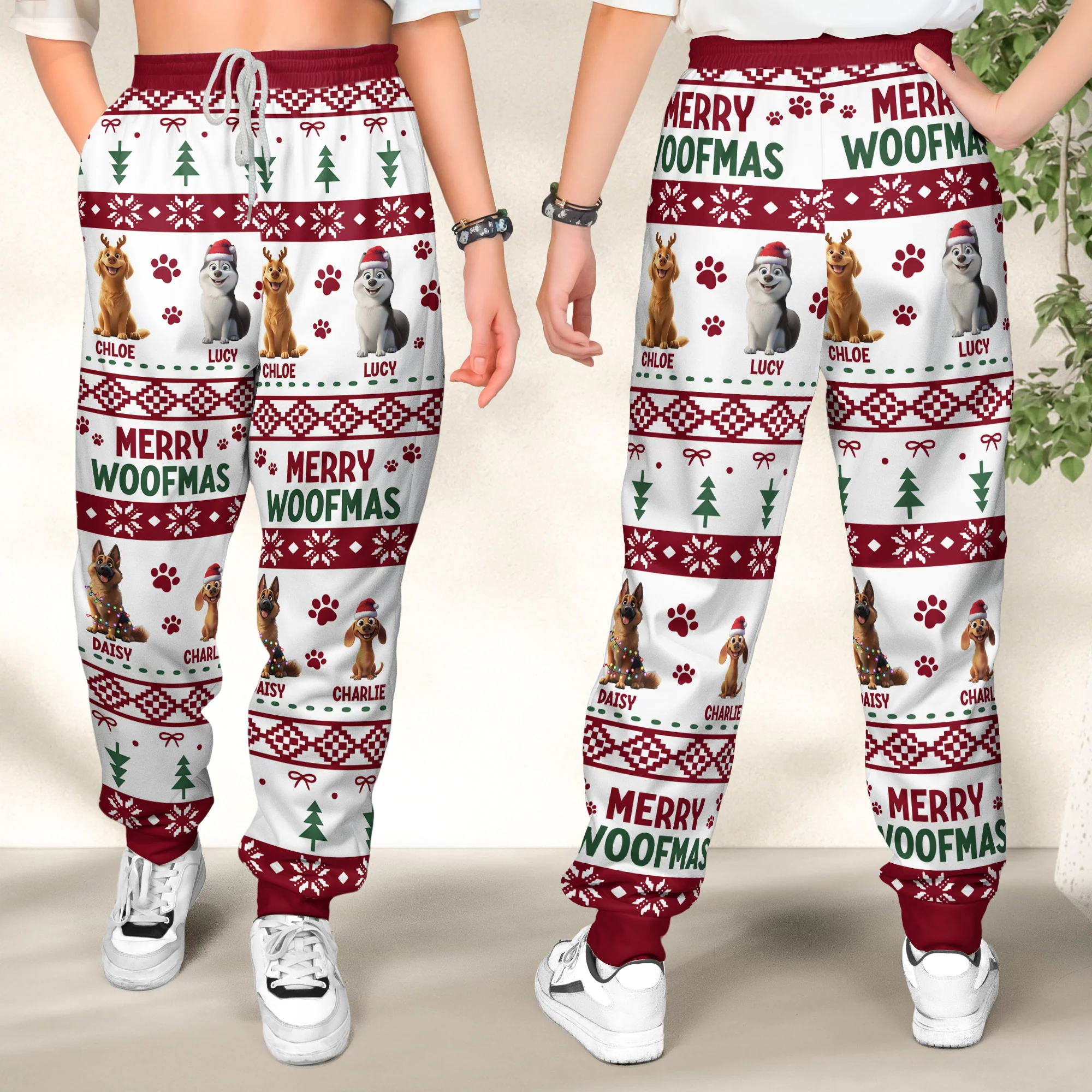 Meowy Catmas Christmas Pet Cat Dog Festive Ugly Patterns - Personalized Sweatpants - Image 2