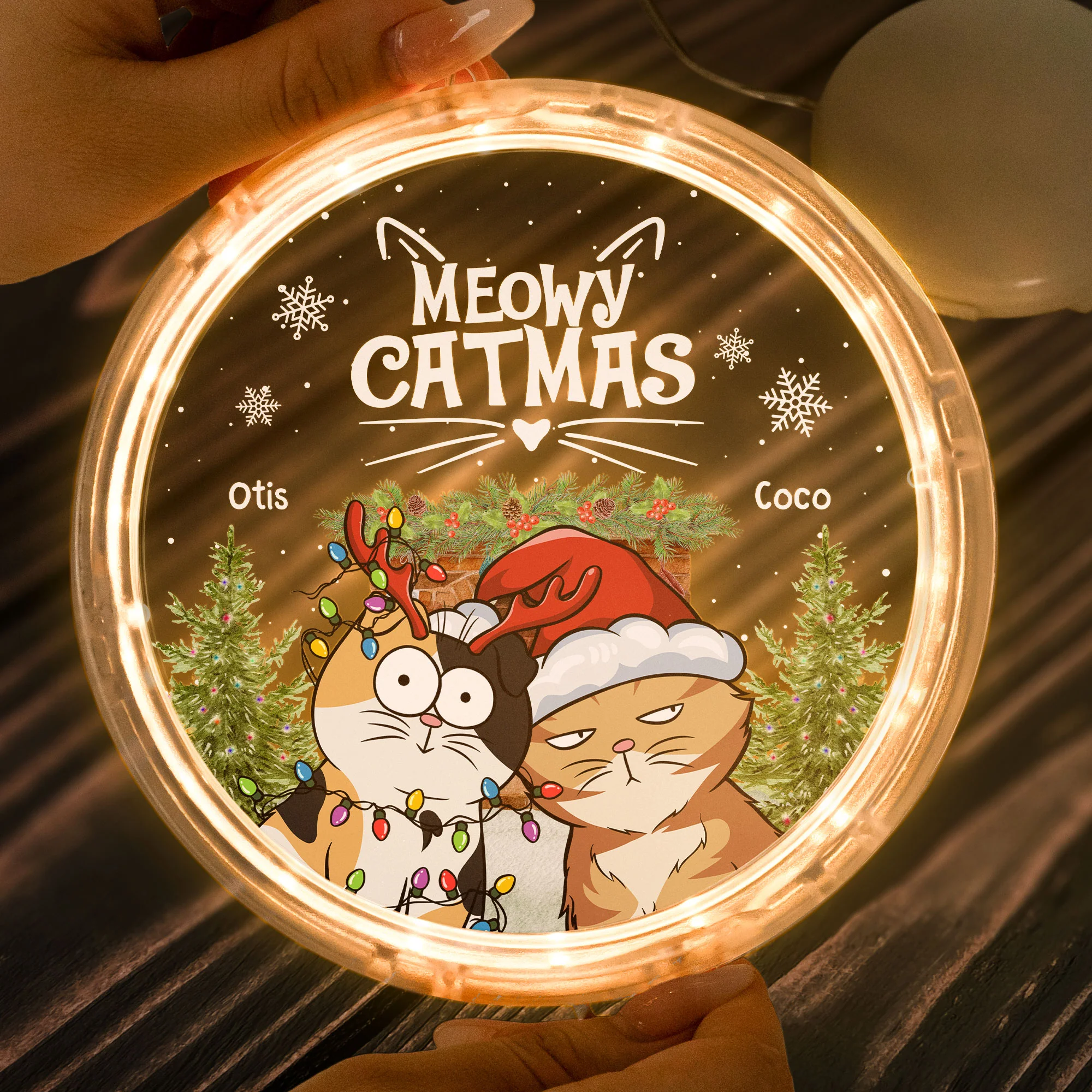 Meowy Catmas - Funny Style - Personalized LED Pendant Light - Image 3