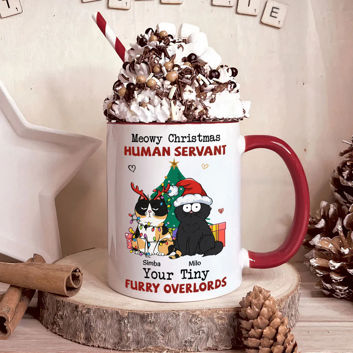 Meowy Christmas Human Servant - Personalized Accent Mug - Image 3