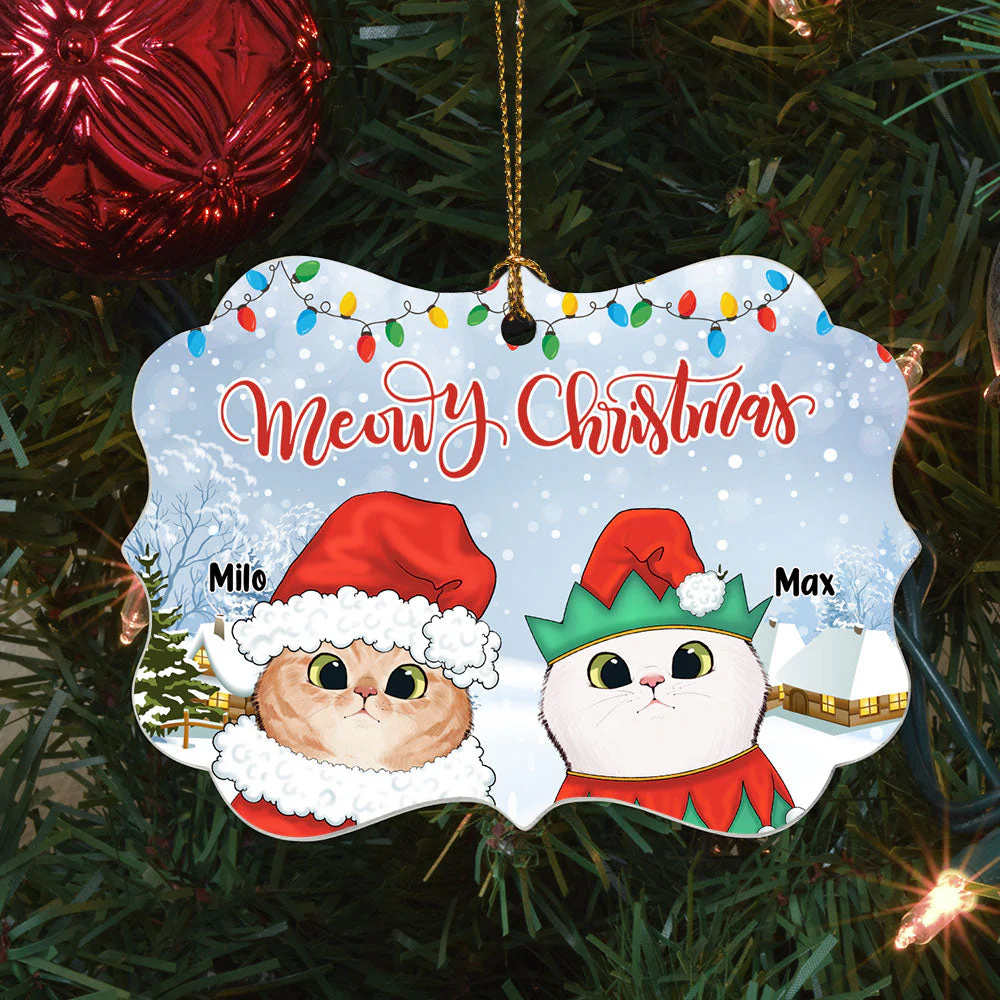 Meowy Christmas - Personalized Aluminum Ornament - Image 4