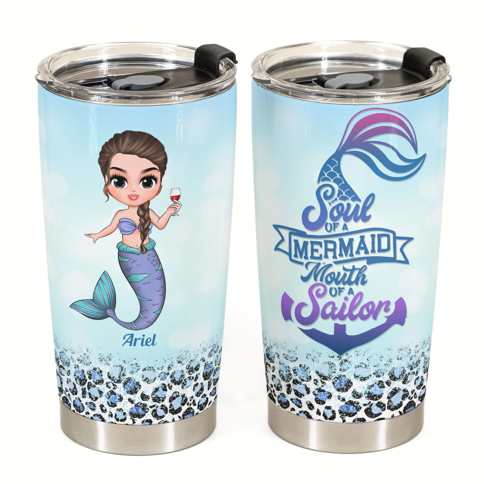 Mermaid Soul Sailor Mouth - Personalized Tumbler Cup - Birthday Gift For Mermaid Lovers, Beach Lovers, Merfriends, Friends - Image 2