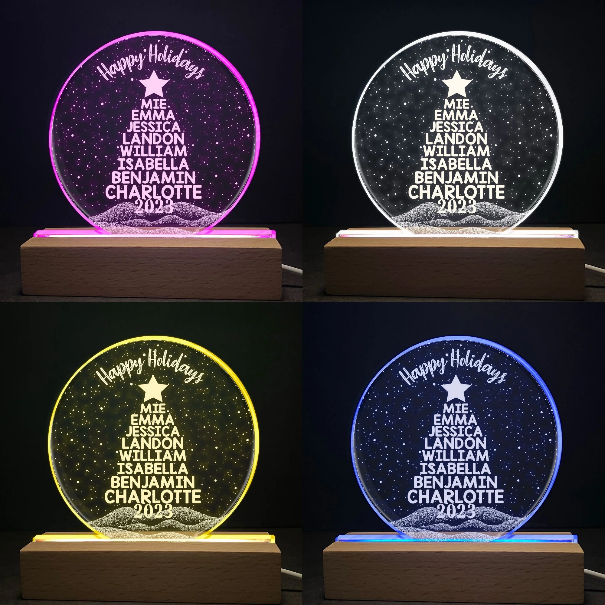 Merry Christmas Custom Family Names 2023 Christmas Tree - Personalized LED Light - Image 4