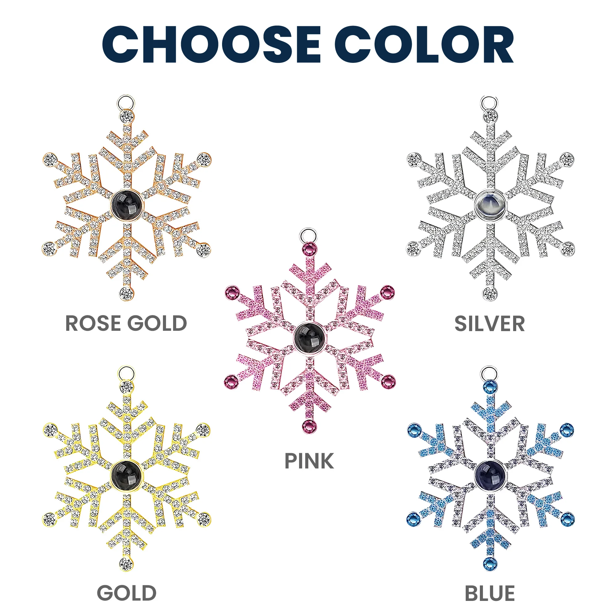 Merry Christmas Grandma & Grandpa - Custom Photo Projection Snowflake Ornament - Image 8
