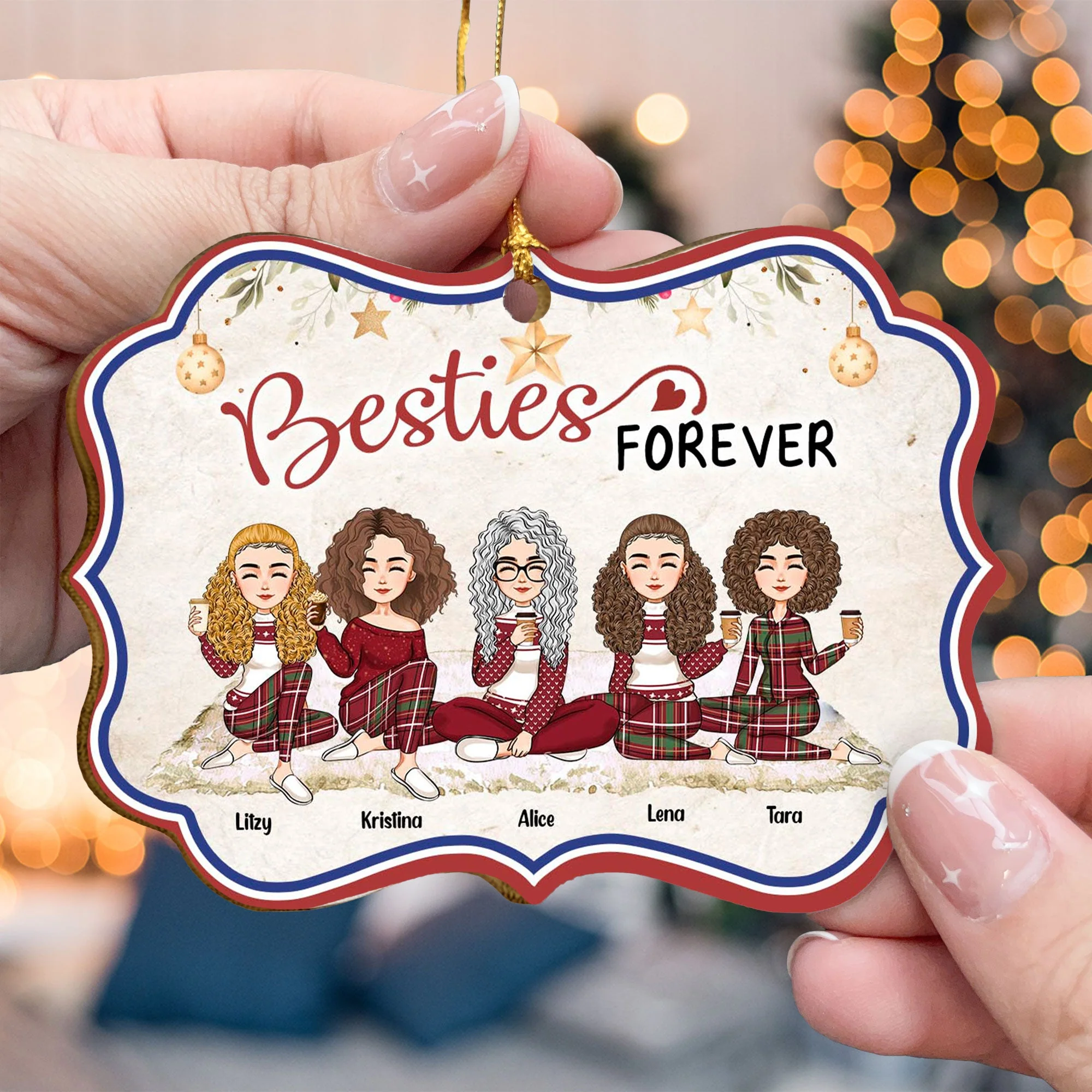 Merry Christmas My Besties Ver 2 - Personalized Wooden Card With Pop Out Ornament - Christmas Gifts For Besties, BFF, Sisters, Sistas - Image 4