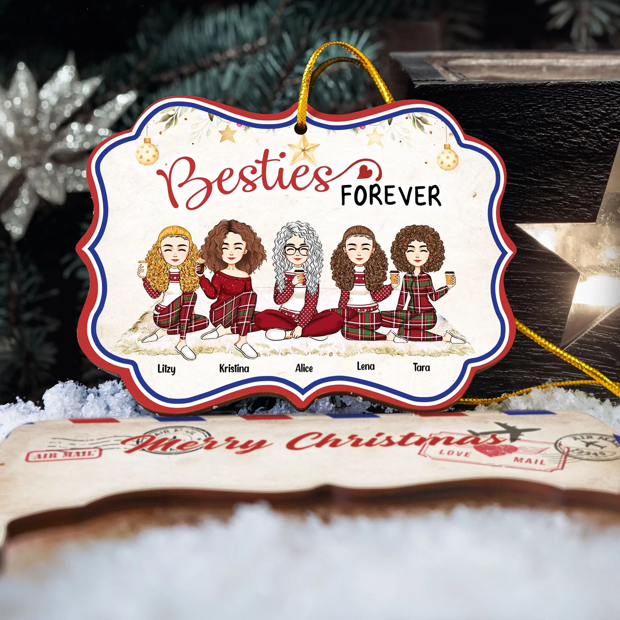 Merry Christmas My Besties Ver 2 - Personalized Wooden Card With Pop Out Ornament - Christmas Gifts For Besties, BFF, Sisters, Sistas - Image 5
