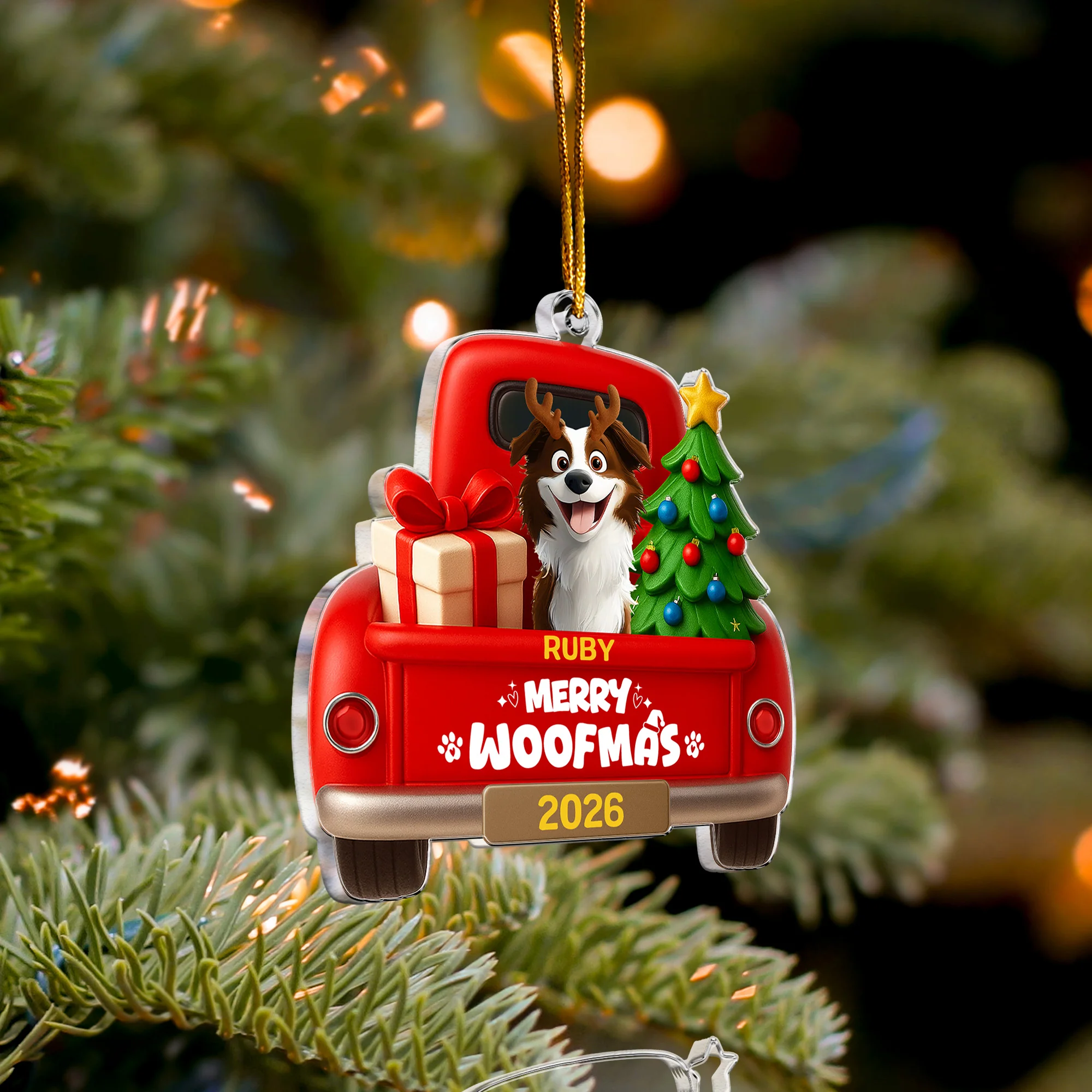 Merry Christmas Pet Lovers - Personalized Acrylic Ornament - Image 4