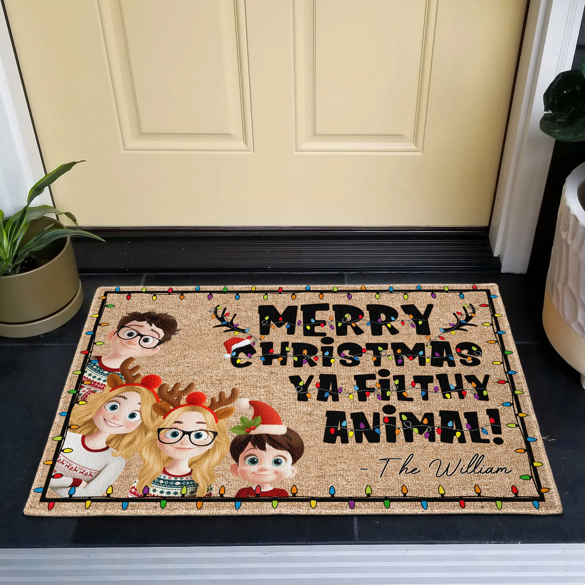 Merry Christmas Ya Filthy Animal - Personalized Doormat - Image 3