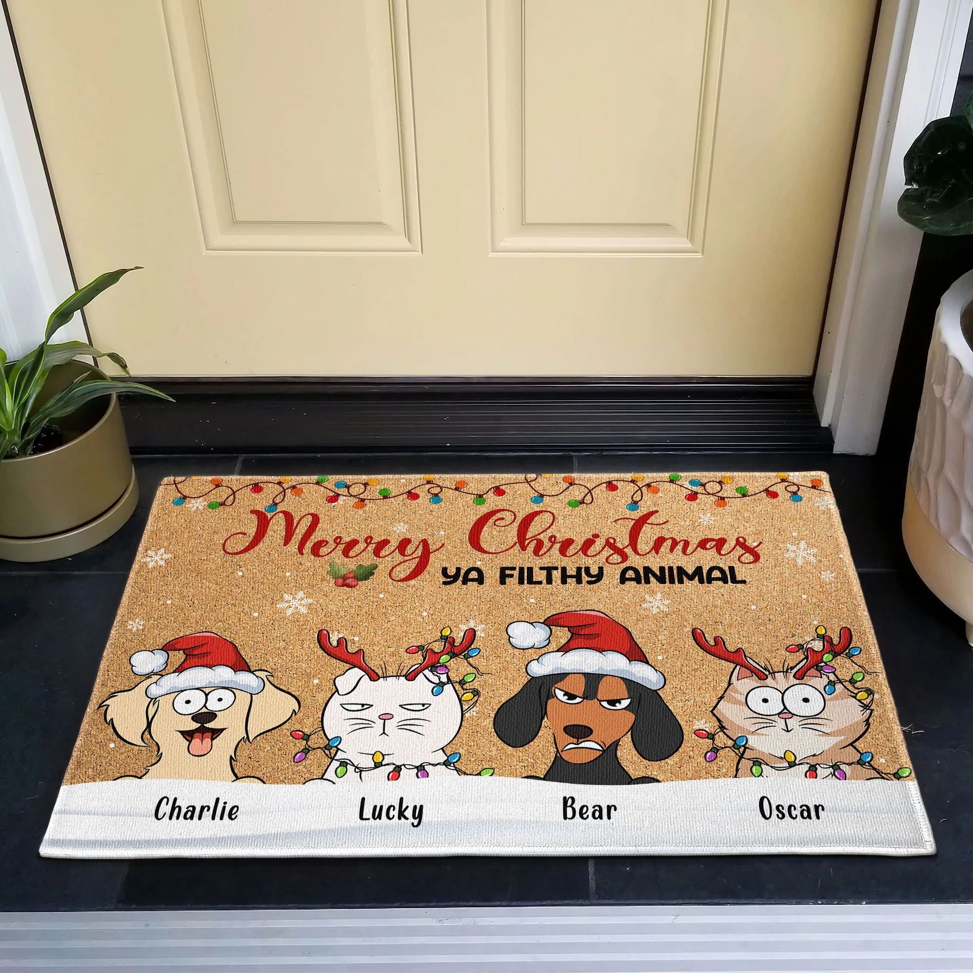 Merry Christmas Ya Filthy Animal - Personalized Doormat - Image 2