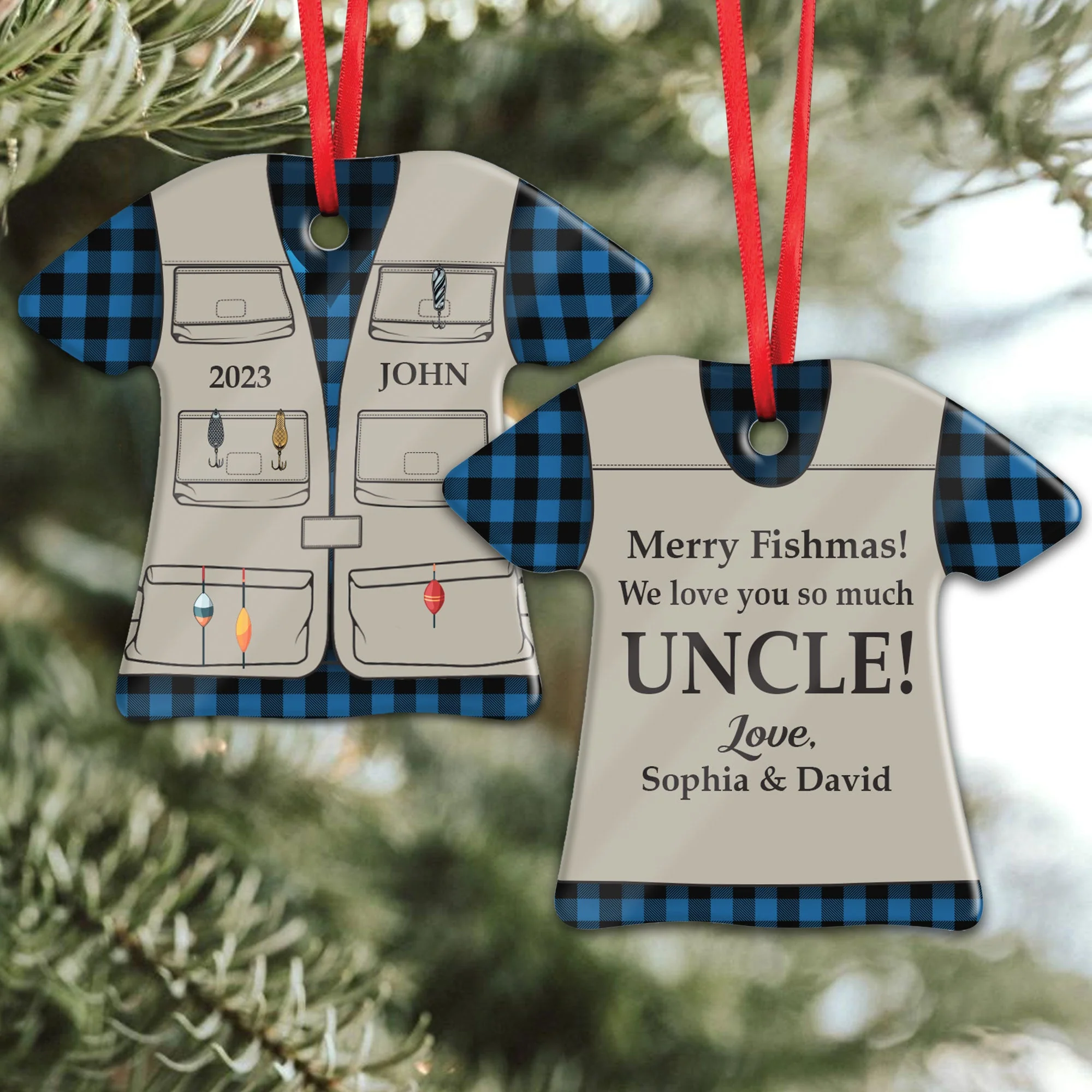 Merry Fishmas - Personalized Ceramic Ornament - Image 3