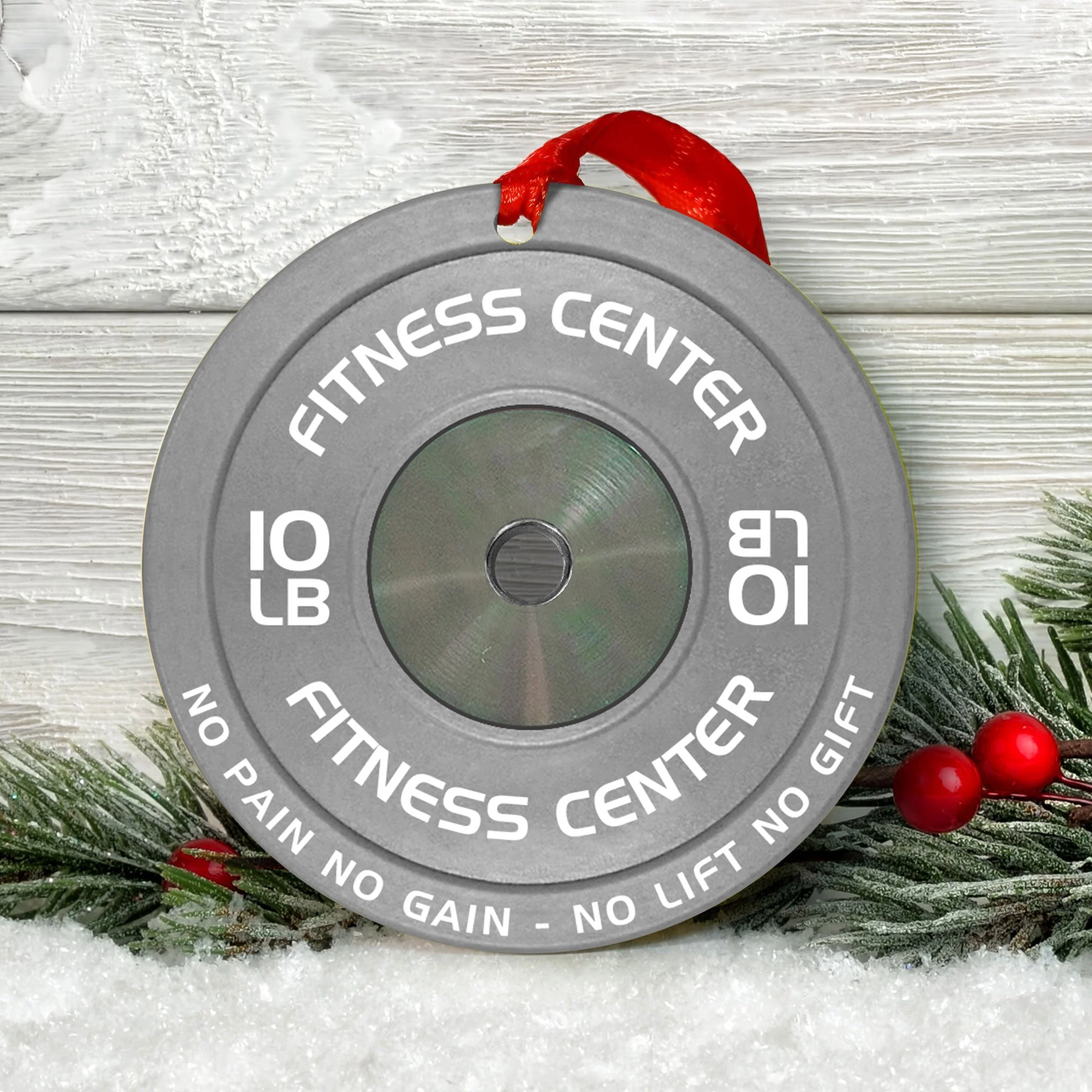 [Only available in the U.S] Merry Fitmas Weight Plates - Personalized Aluminum Ornament - Christmas Fitness Gym Weightlifting Gift For Gymers, Weightlifters, PTs - Image 2