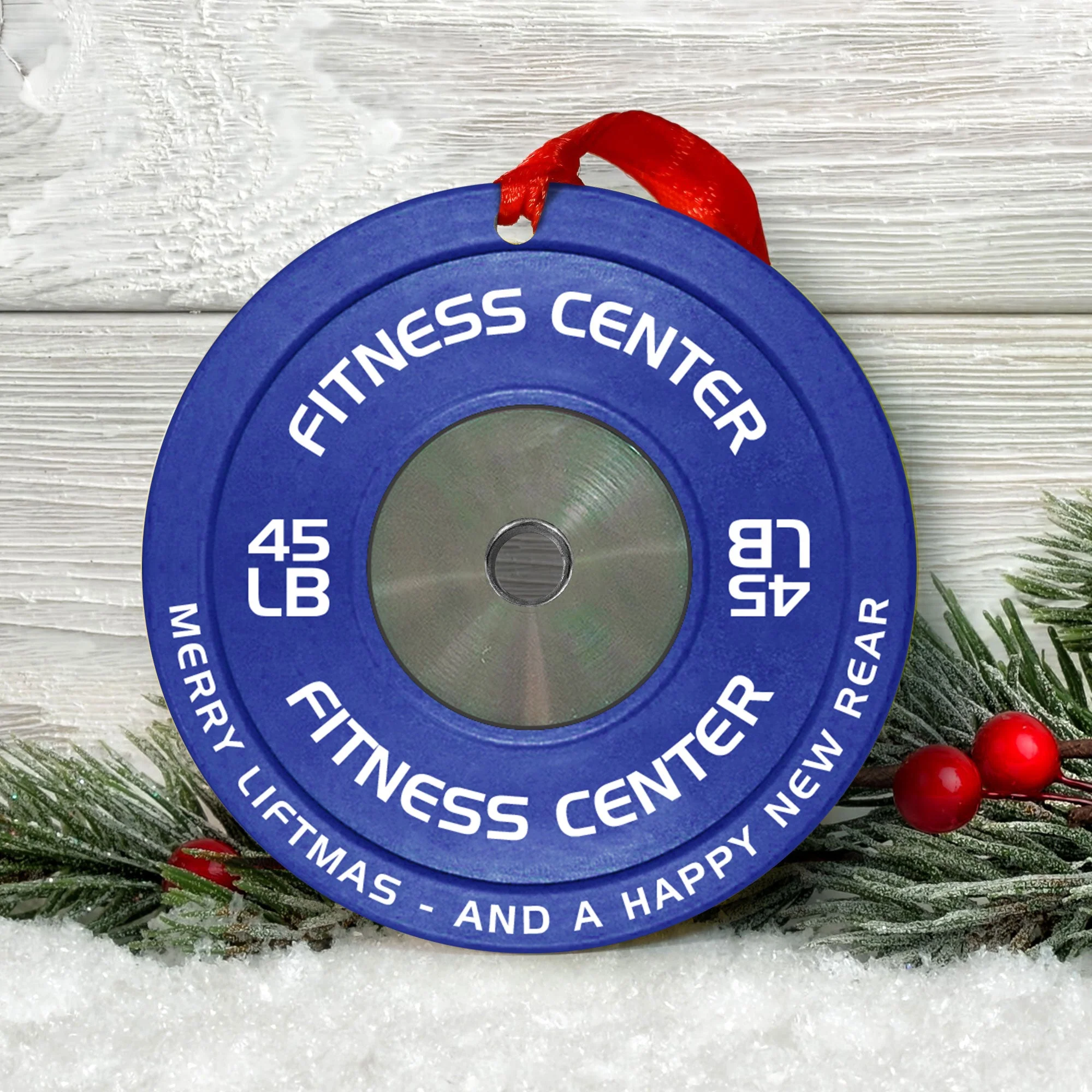 [Only available in the U.S] Merry Fitmas Weight Plates - Personalized Aluminum Ornament - Christmas Fitness Gym Weightlifting Gift For Gymers, Weightlifters, PTs - Image 3