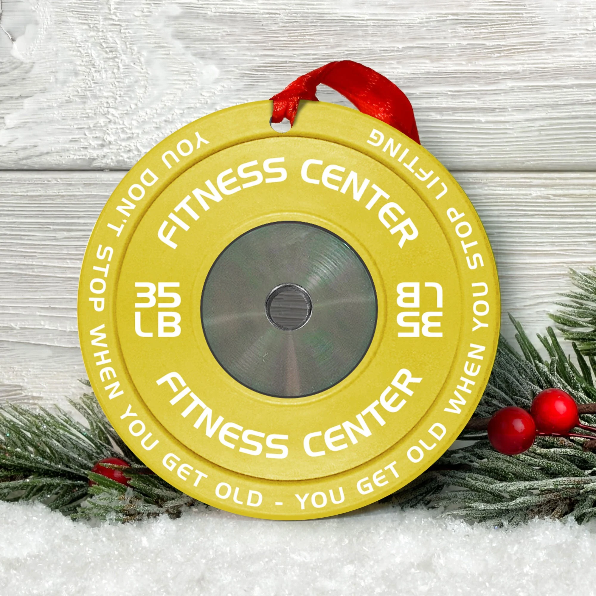 [Only available in the U.S] Merry Fitmas Weight Plates - Personalized Aluminum Ornament - Christmas Fitness Gym Weightlifting Gift For Gymers, Weightlifters, PTs - Image 4
