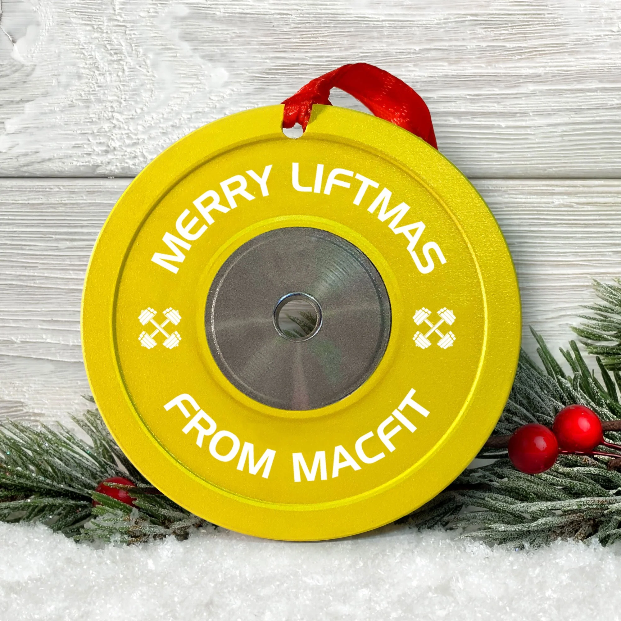[Only available in the U.S] Merry Liftmas Weight Plates - Personalized Aluminum Ornament - Christmas Fitness Gym Weightlifting Gift For Gymer, Weightlifters, PTs - Image 5