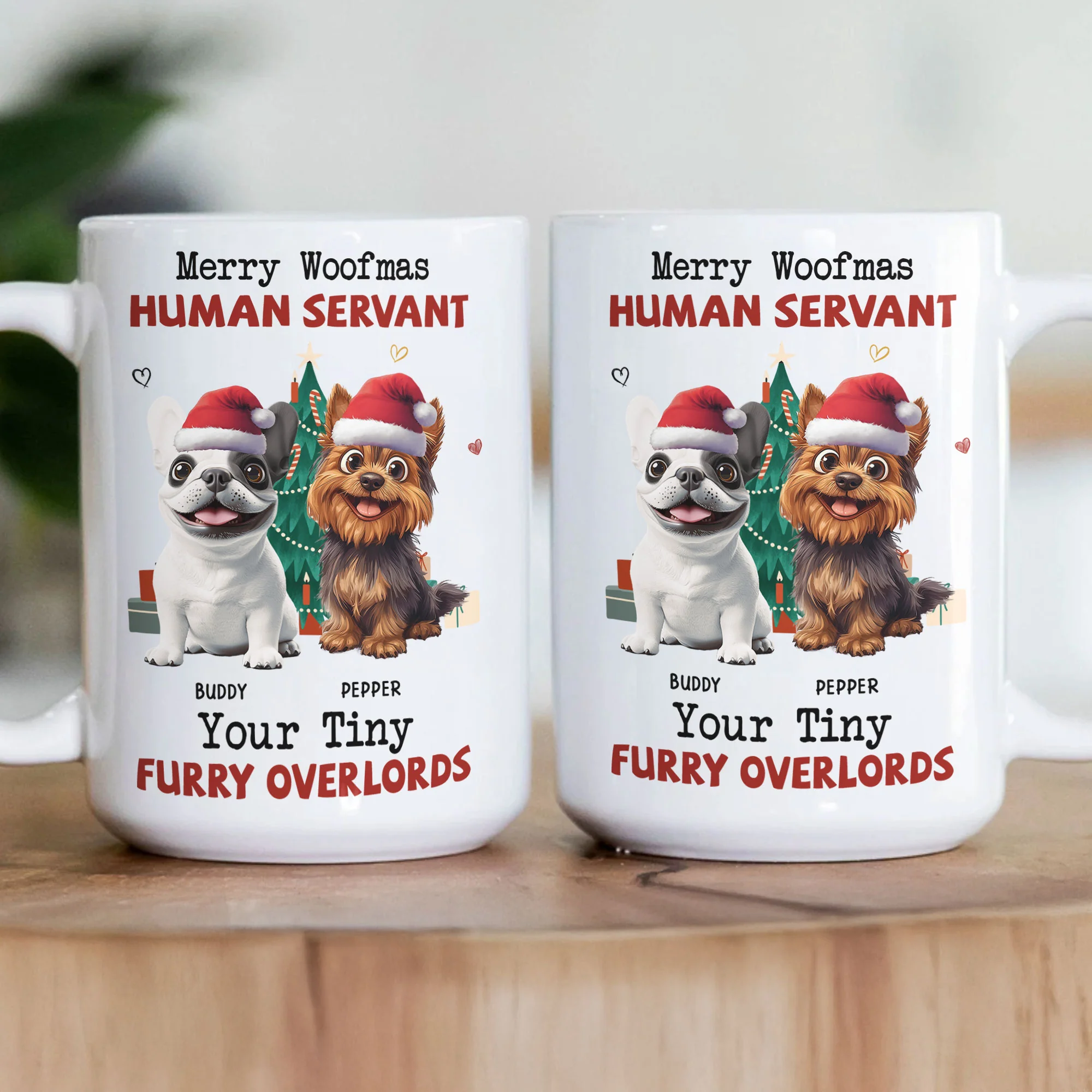 Merry Woofmas Human Servant - Personalized Mug - Image 3