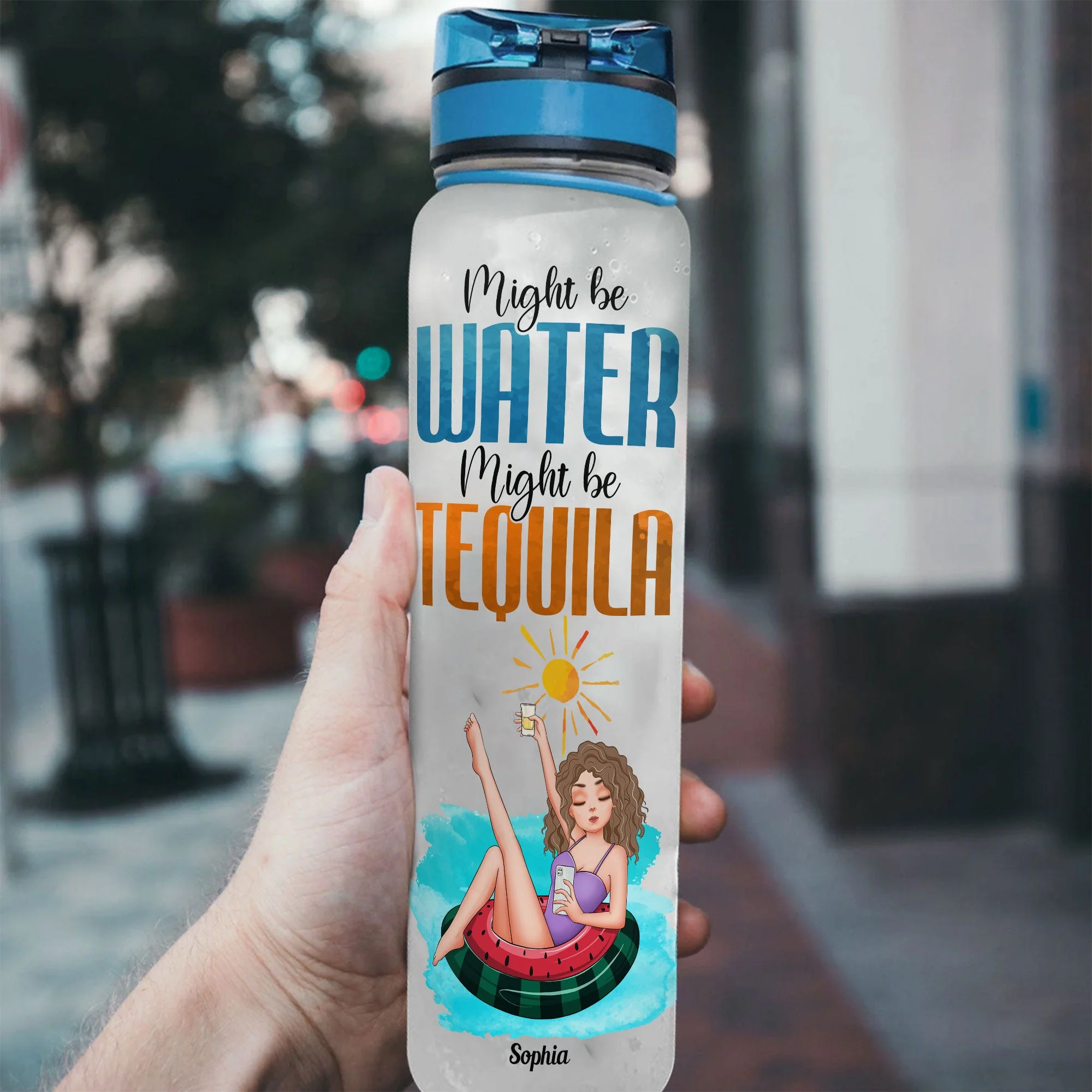 Might Be Water Might Be Tequila - Personalized Tracker Bottle - Image 2