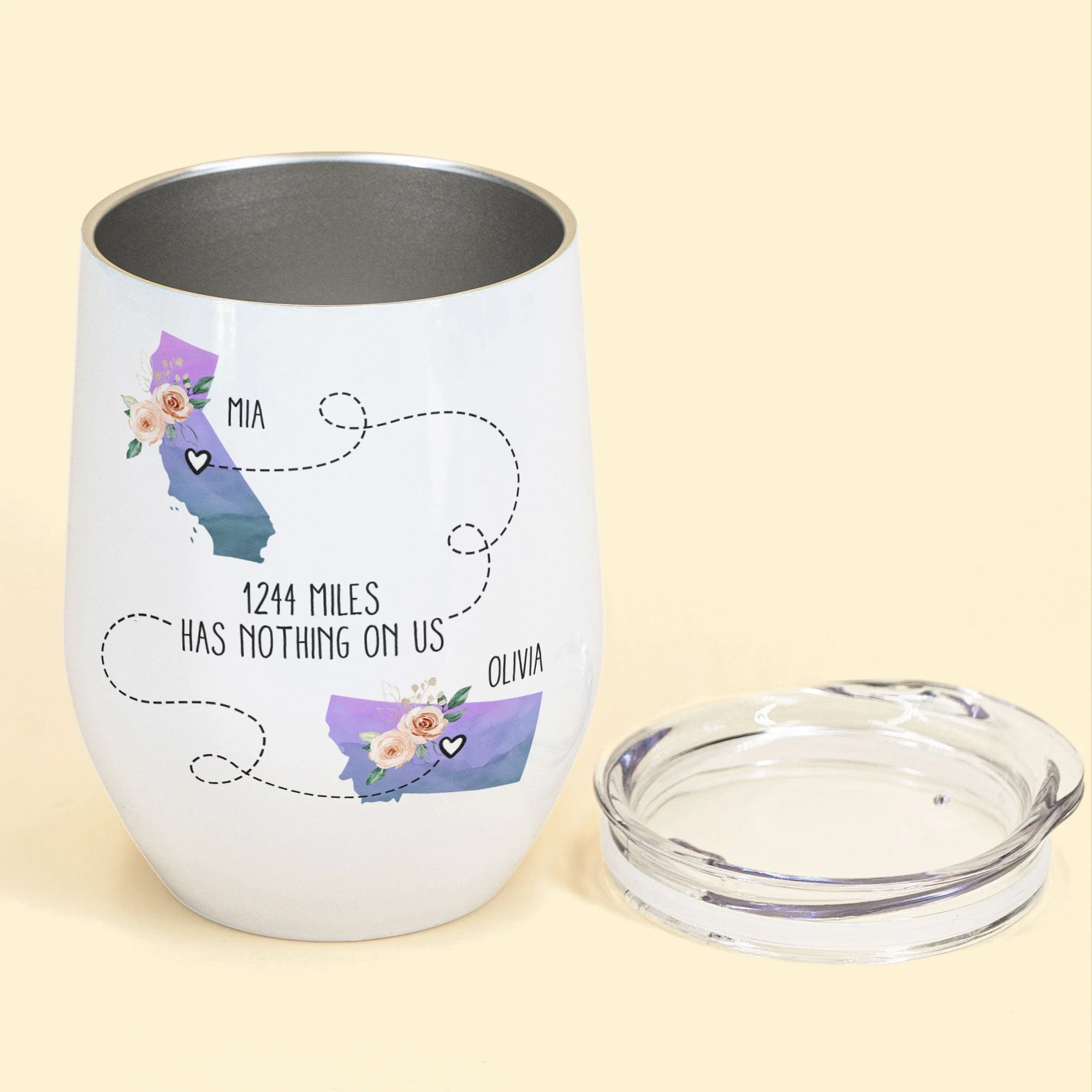 Miles Has Nothing On Us - Personalized Wine Tumbler - Birthday Gift For Besties Sisters Friends BFF - Long Distance Friendship - Image 3
