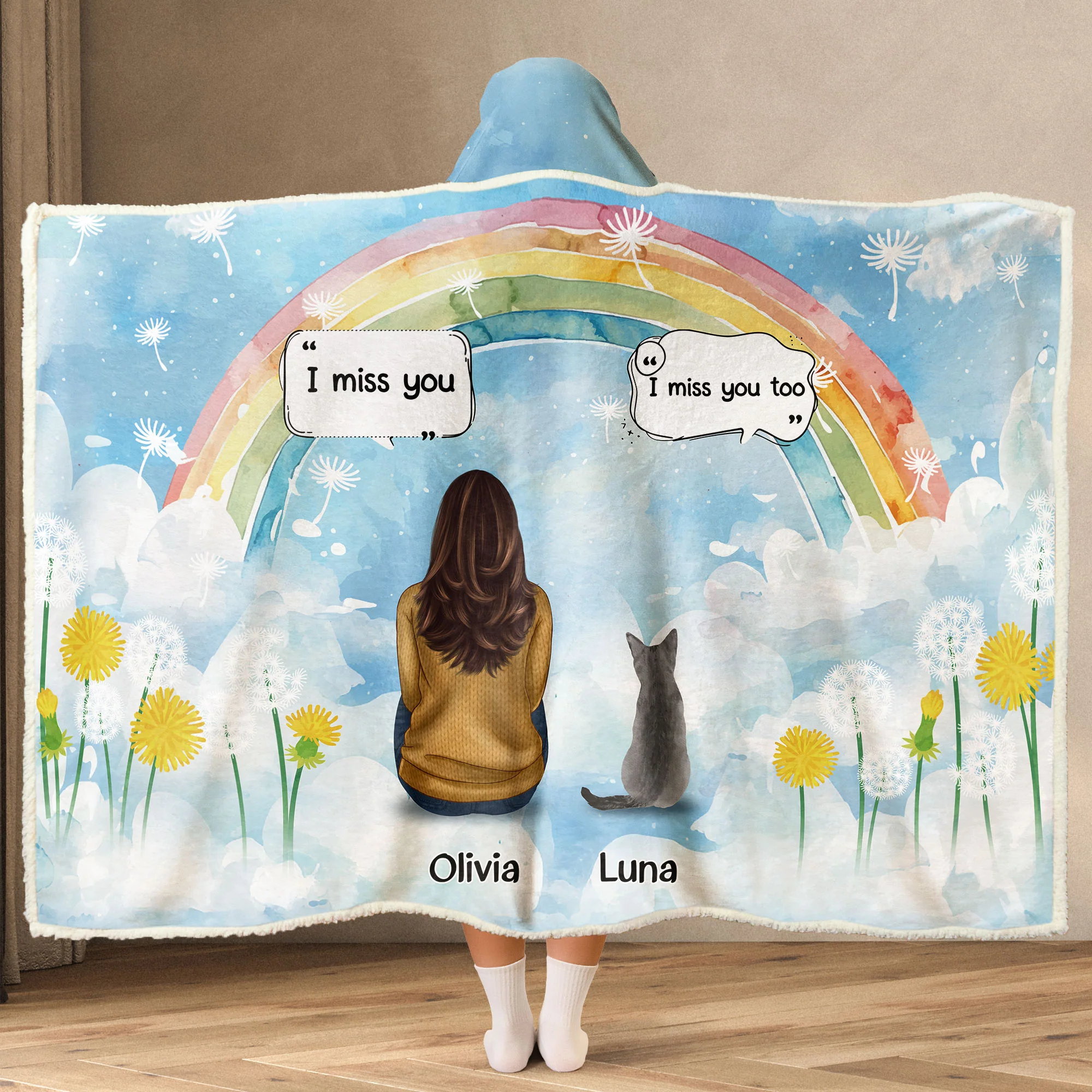 Miss My Fur Baby - Personalized Photo Wearable Hooded Blanket - Image 2