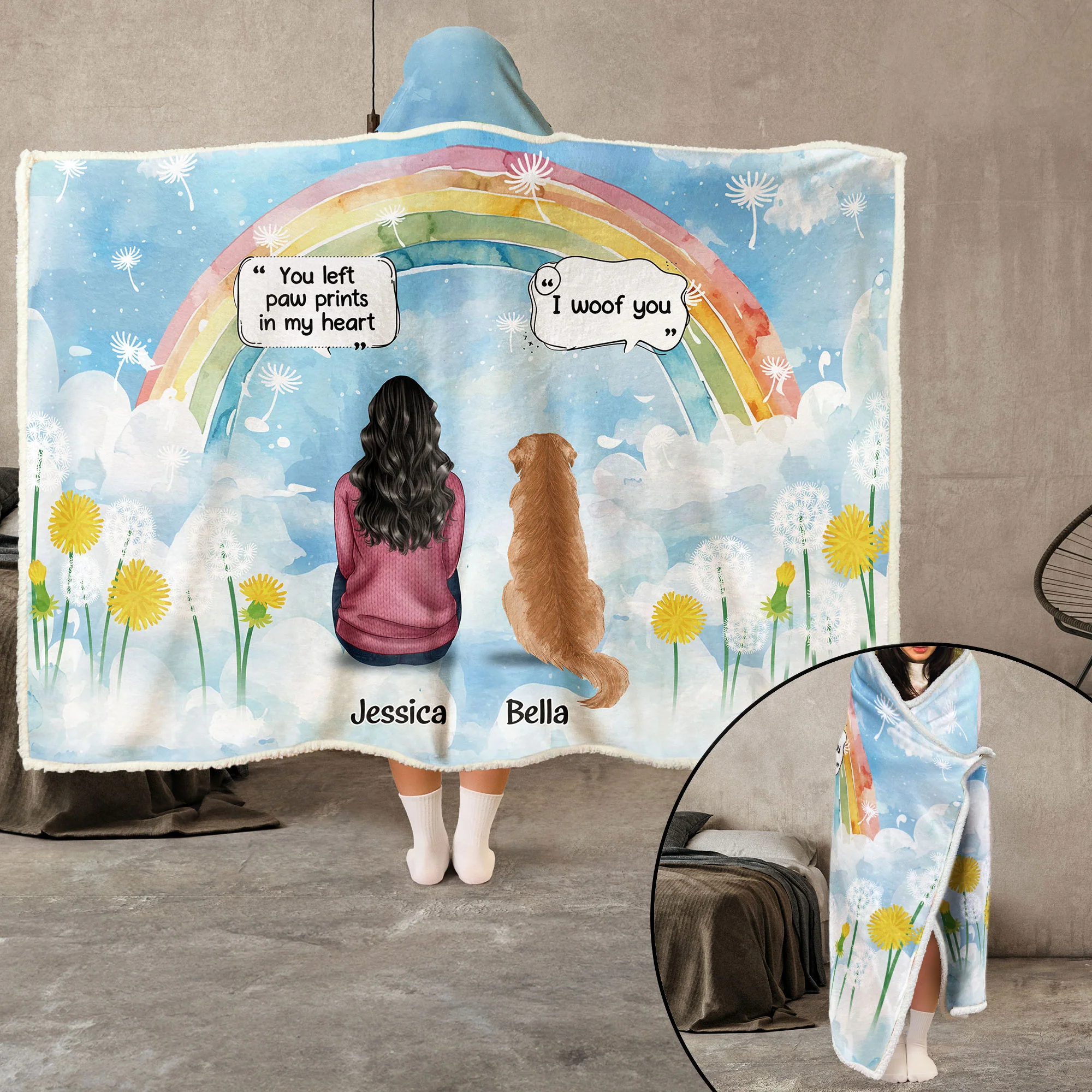 Miss My Fur Baby - Personalized Photo Wearable Hooded Blanket - Image 3
