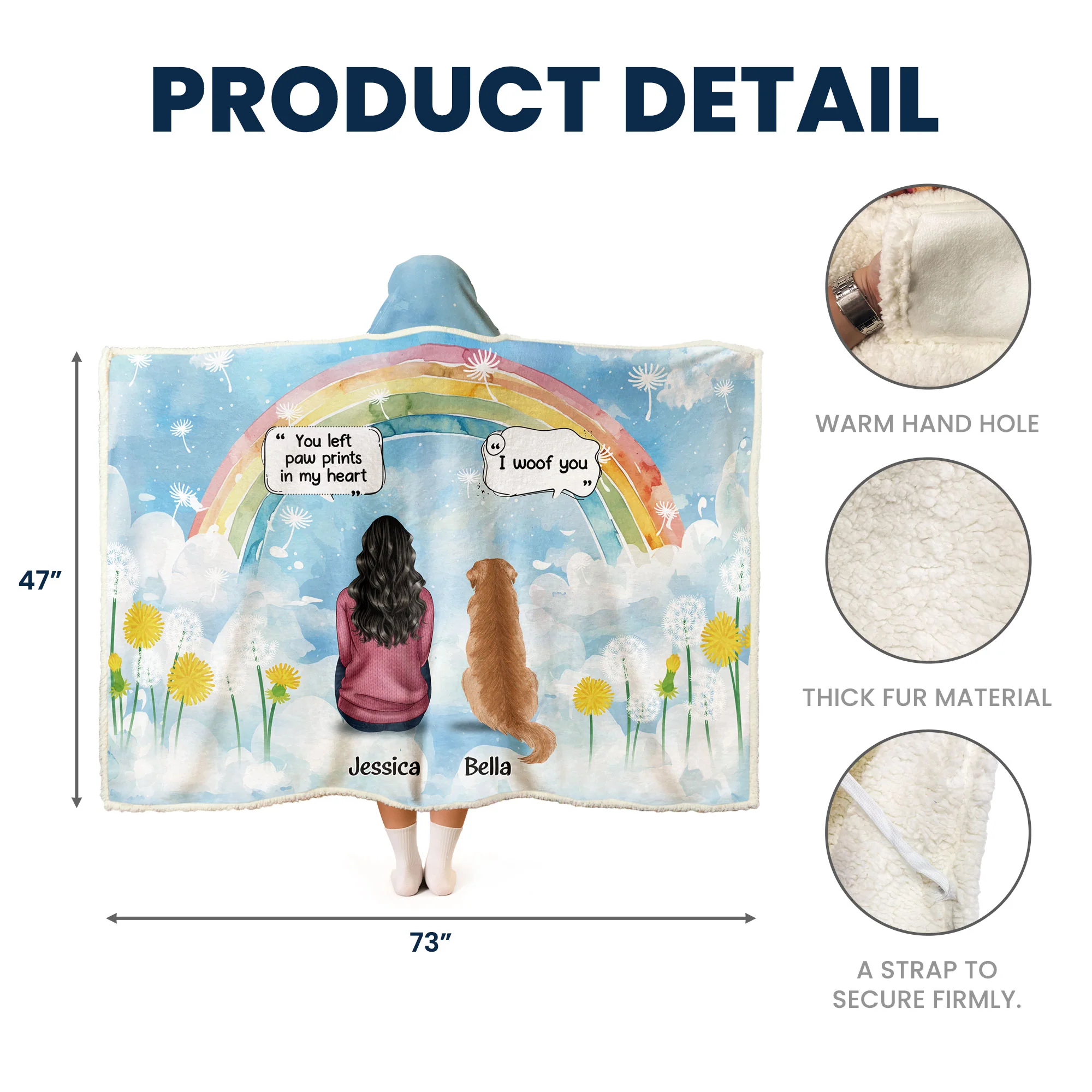 Miss My Fur Baby - Personalized Photo Wearable Hooded Blanket - Image 6
