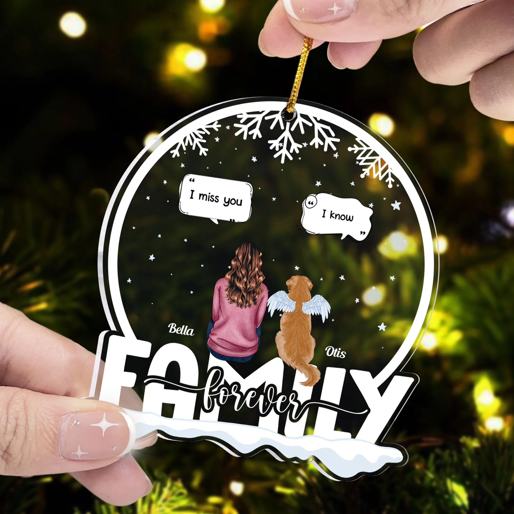 Miss You So - Personalized Snow Globe Shaped Acrylic Ornament - Image 3