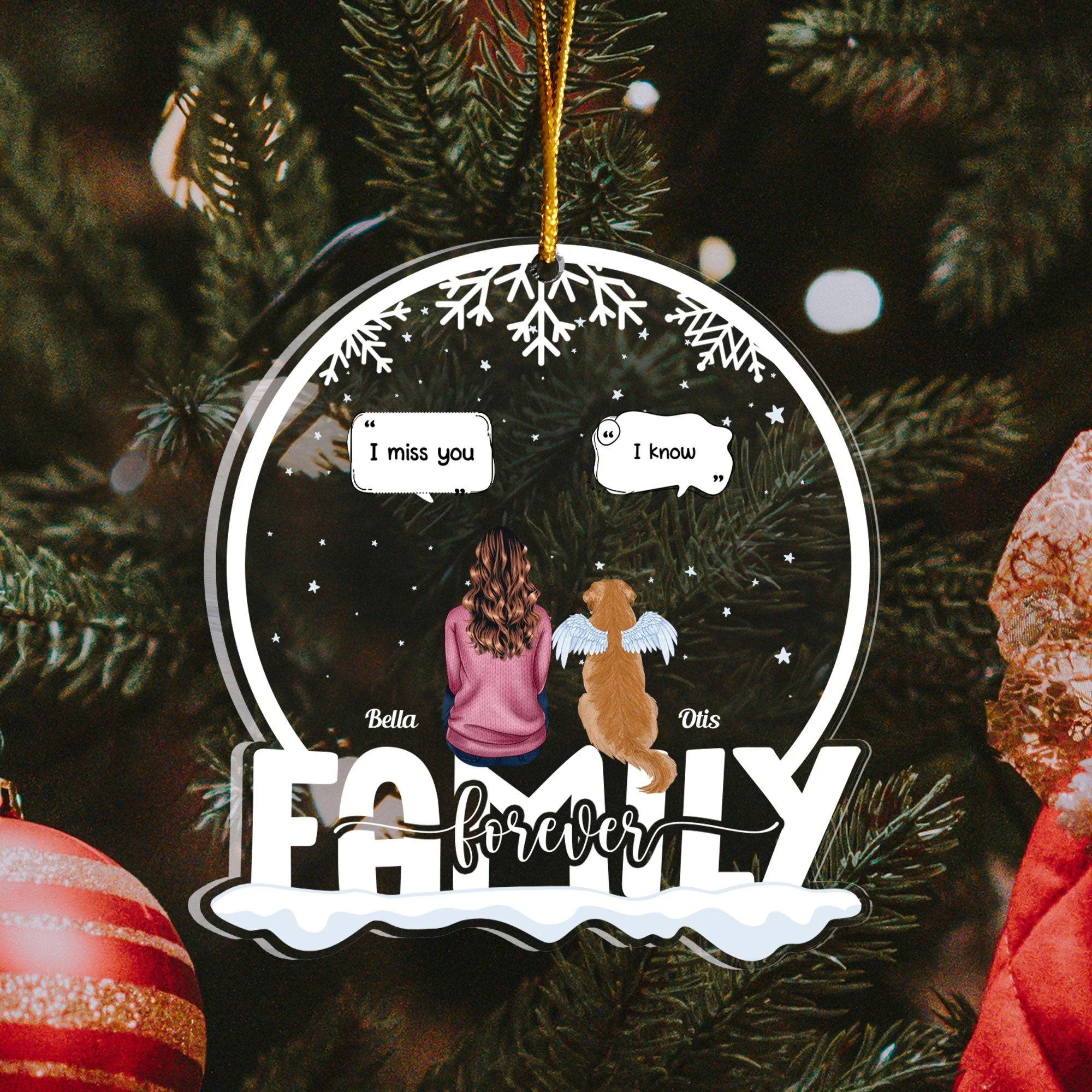 Miss You So - Personalized Snow Globe Shaped Acrylic Ornament - Image 4