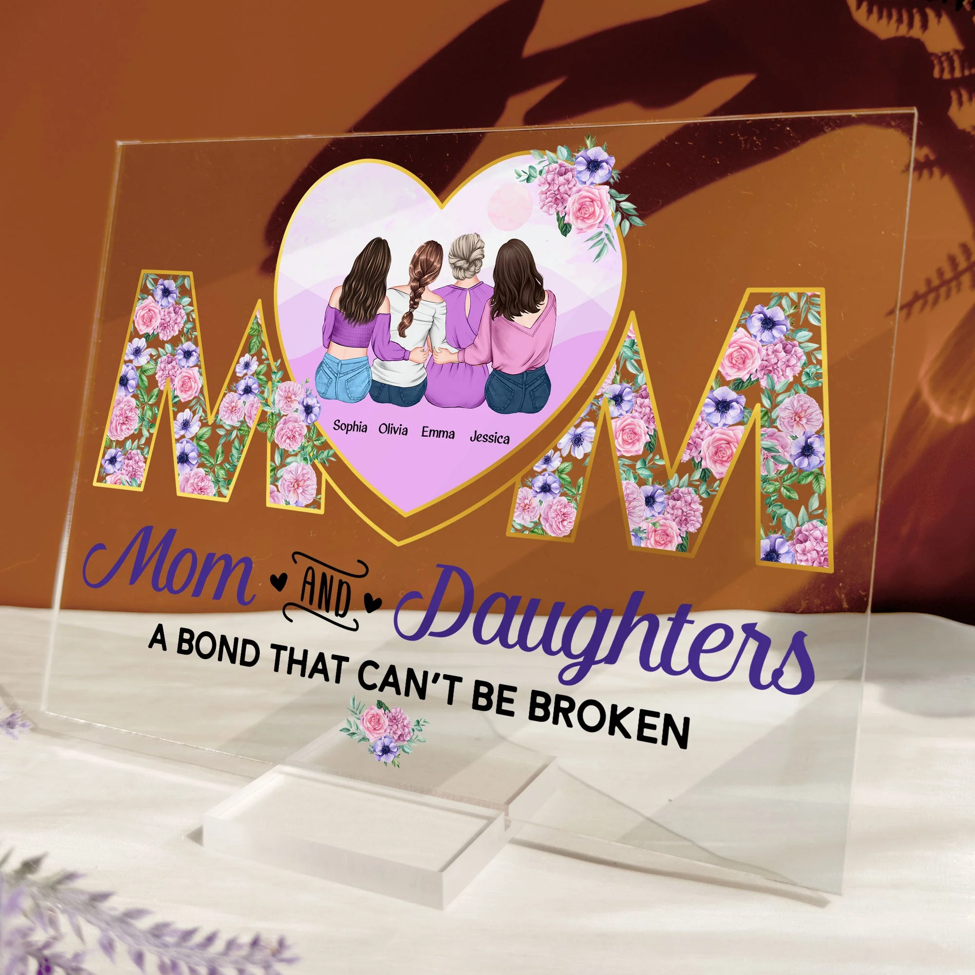 Mom And Daughters - Personalized Acrylic Plaque - Image 5
