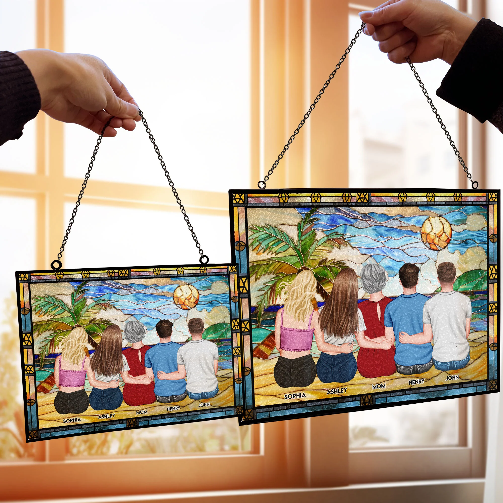 Mom And Her Children - Personalized Stained Glass Suncatcher - Image 2