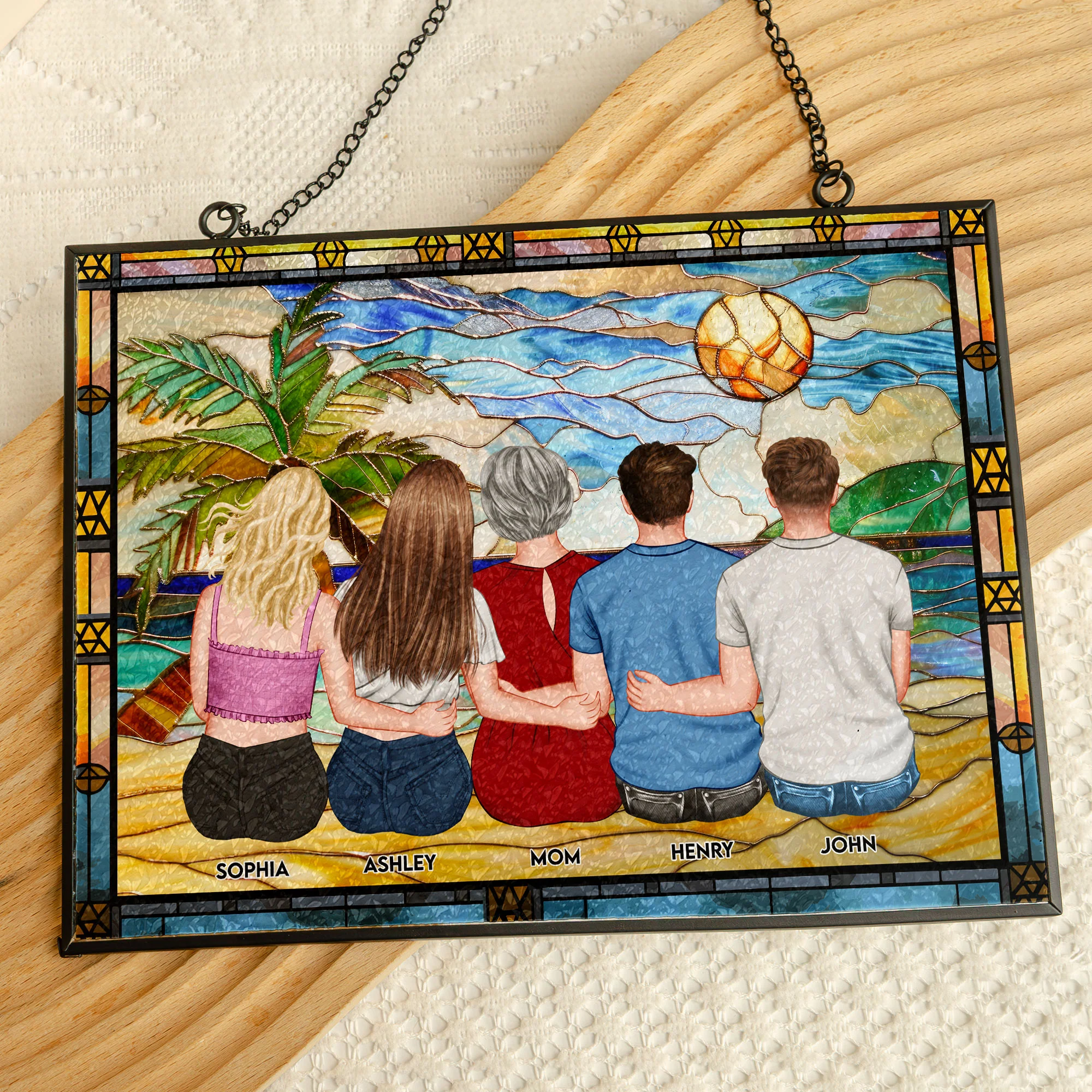 Mom And Her Children - Personalized Stained Glass Suncatcher - Image 3