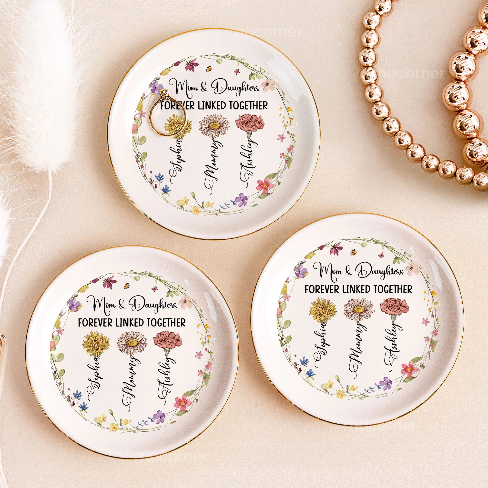 Mom & Daughter Forever Linked Together - Personalized Jewelry Dish - Image 4